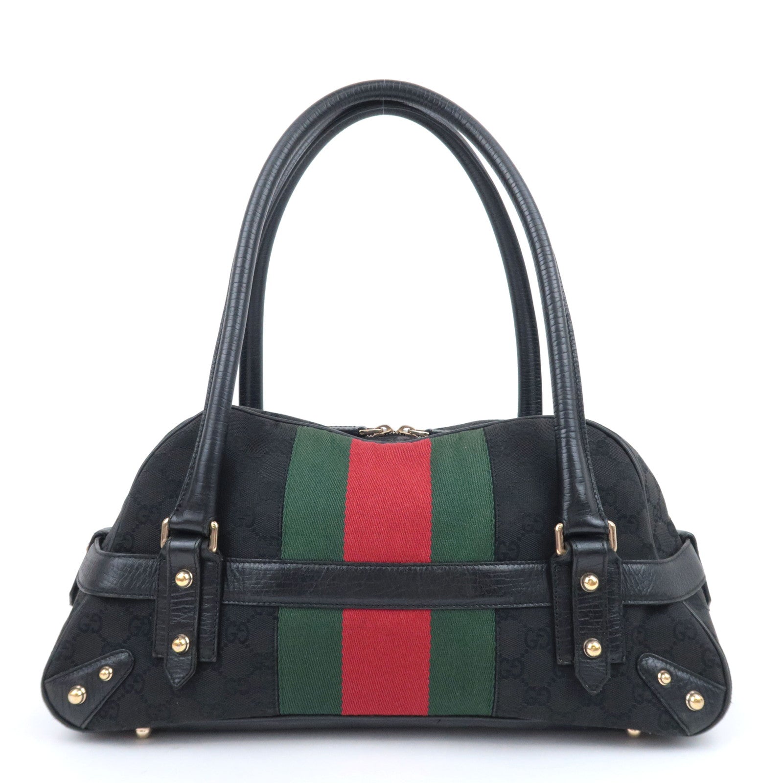 GUCCI Horsebit Sherry GG Canvas Shoulder Bag Black 131092