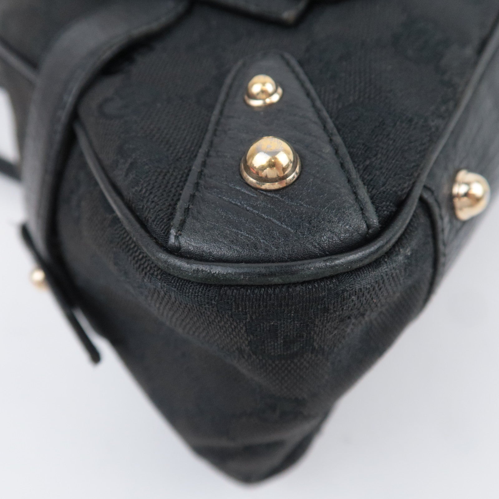 GUCCI Horsebit Sherry GG Canvas Shoulder Bag Black 131092