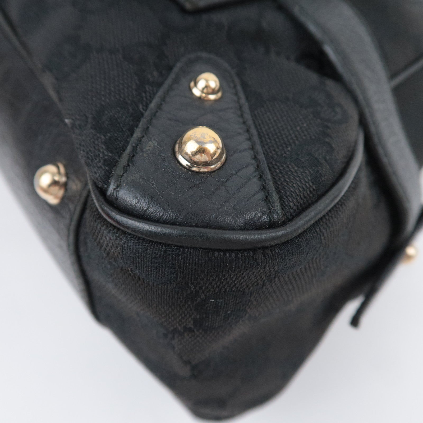 GUCCI Horsebit Sherry GG Canvas Shoulder Bag Black 131092