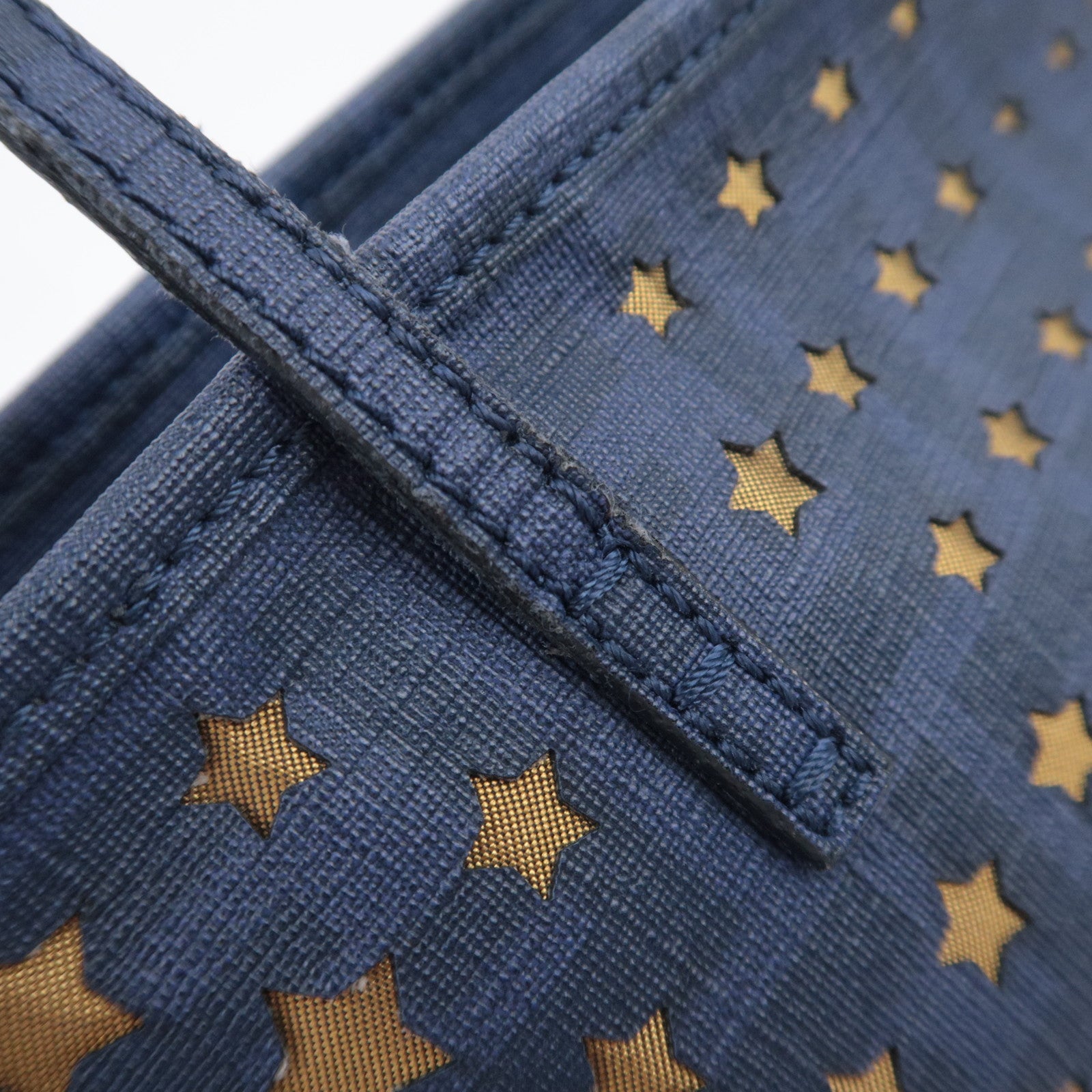 FENDI Star Perforated PVC Tote Bag Navy 8BH185