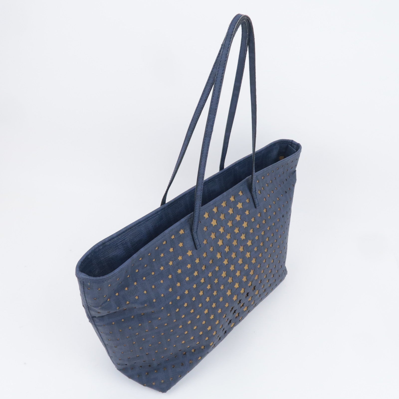 FENDI Star Perforated PVC Tote Bag Navy 8BH185