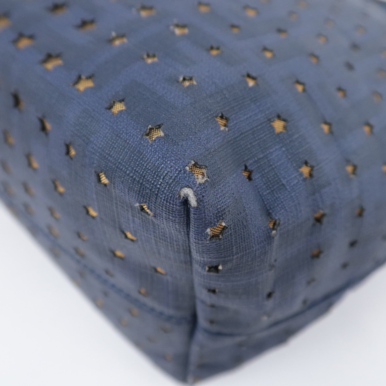 FENDI Star Perforated PVC Tote Bag Navy 8BH185