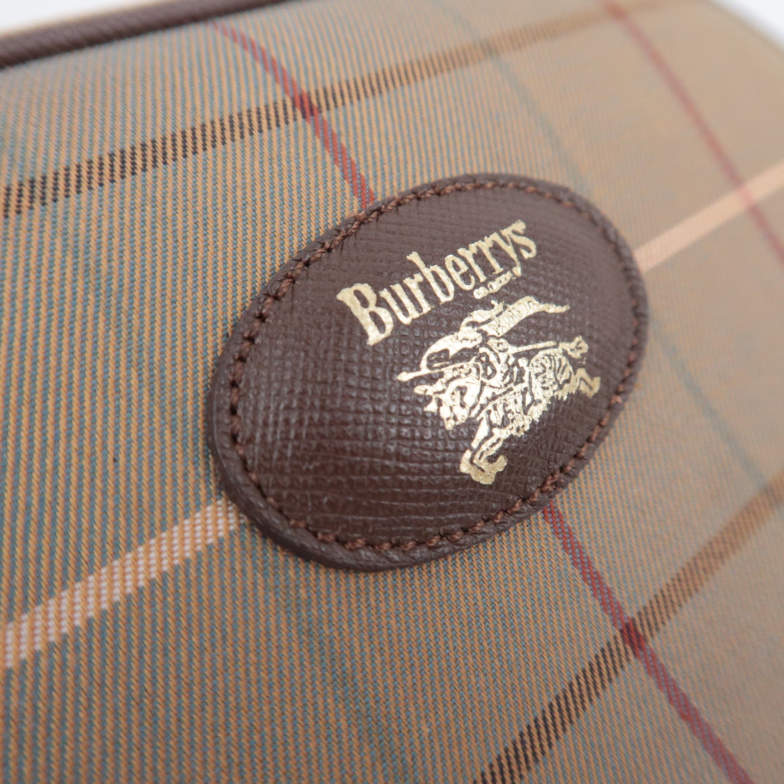 BURBERRY burberrys Plaid Canvas Leather Shoulder Bag