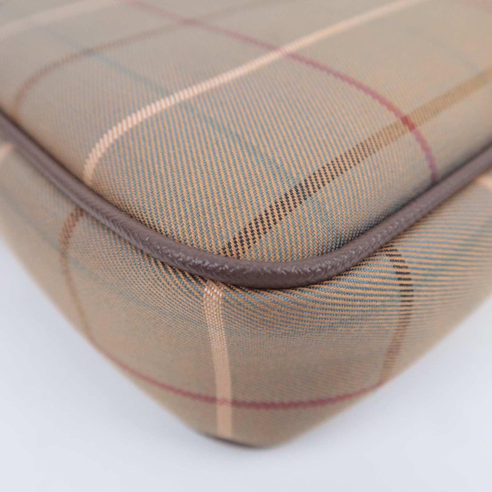 BURBERRY burberrys Plaid Canvas Leather Shoulder Bag