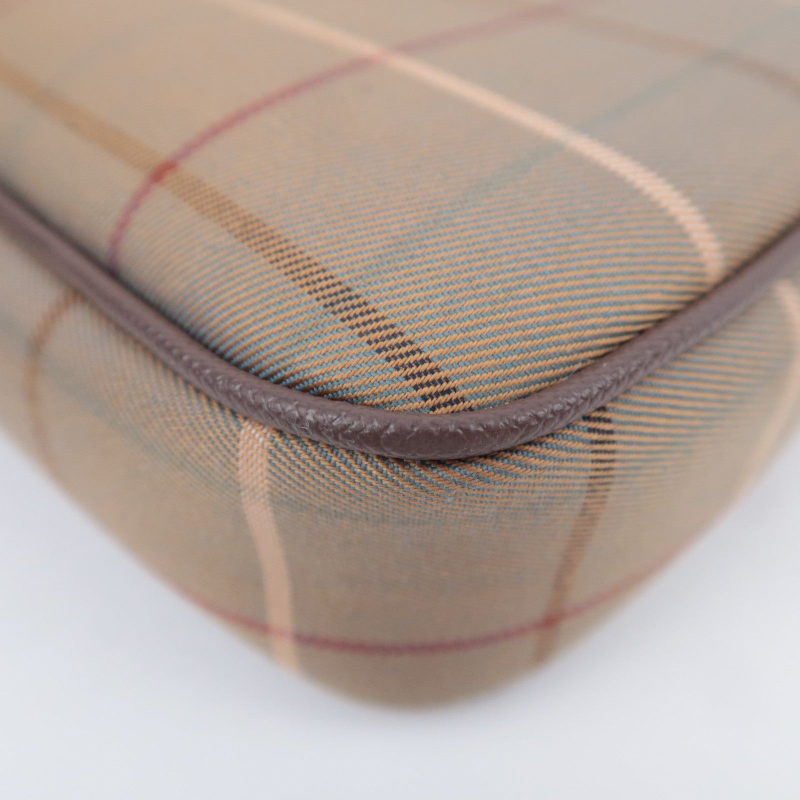 BURBERRY burberrys Plaid Canvas Leather Shoulder Bag