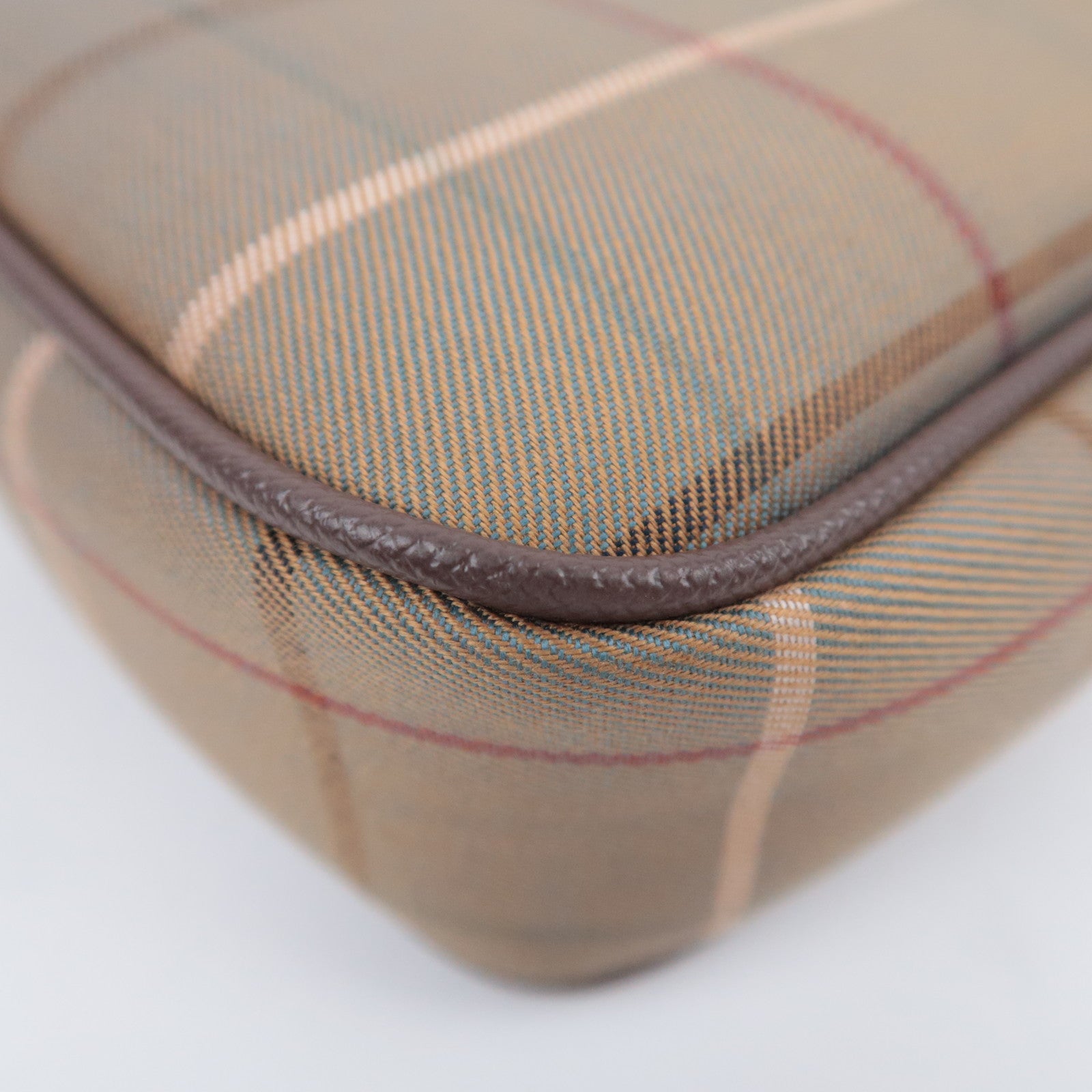BURBERRY burberrys Plaid Canvas Leather Shoulder Bag