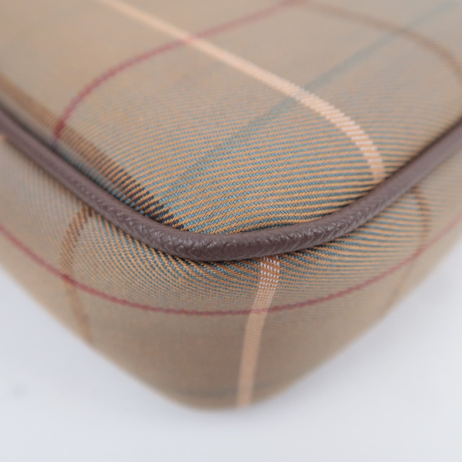 BURBERRY burberrys Plaid Canvas Leather Shoulder Bag