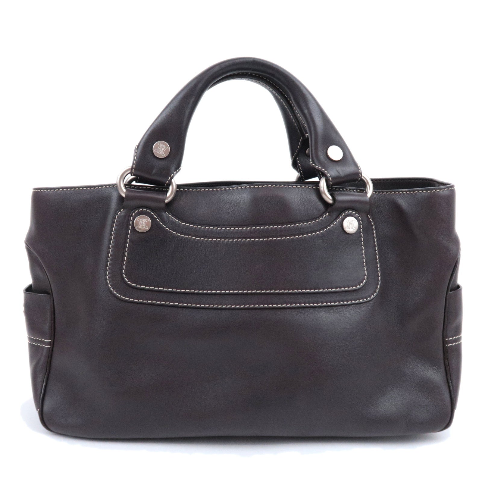 CELINE Boogie Bag Leather Handbag Dark Brown90419