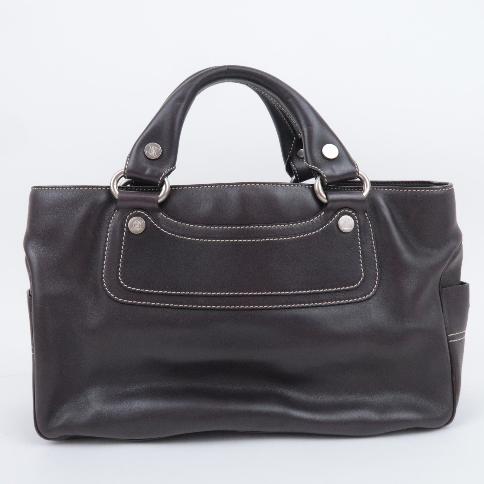 CELINE Boogie Bag Leather Handbag Dark Brown