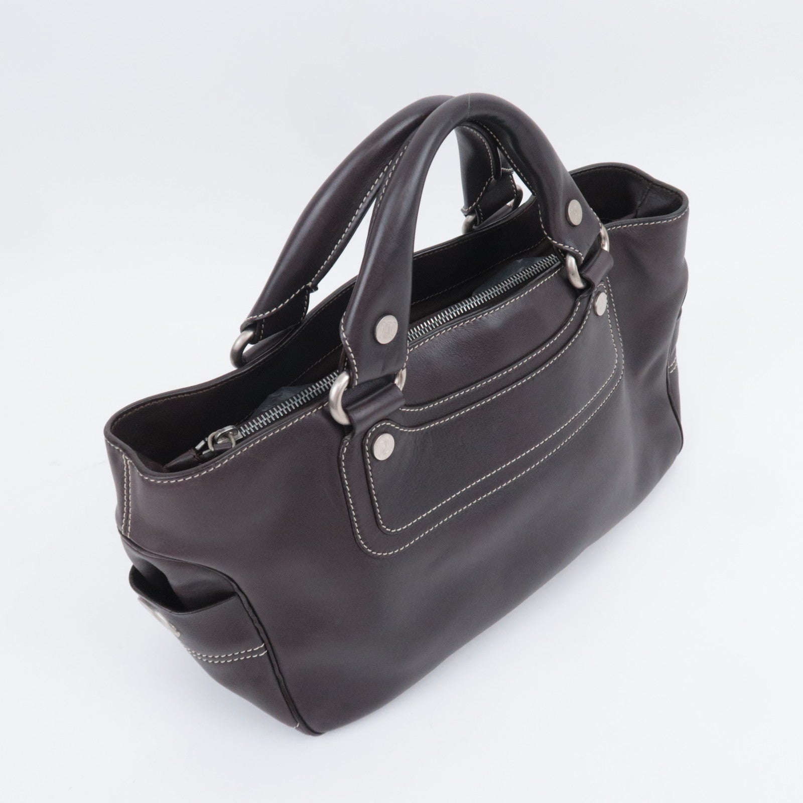 CELINE Boogie Bag Leather Handbag Dark Brown