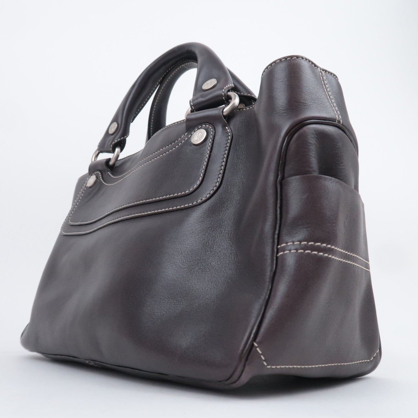 CELINE Boogie Bag Leather Handbag Dark Brown