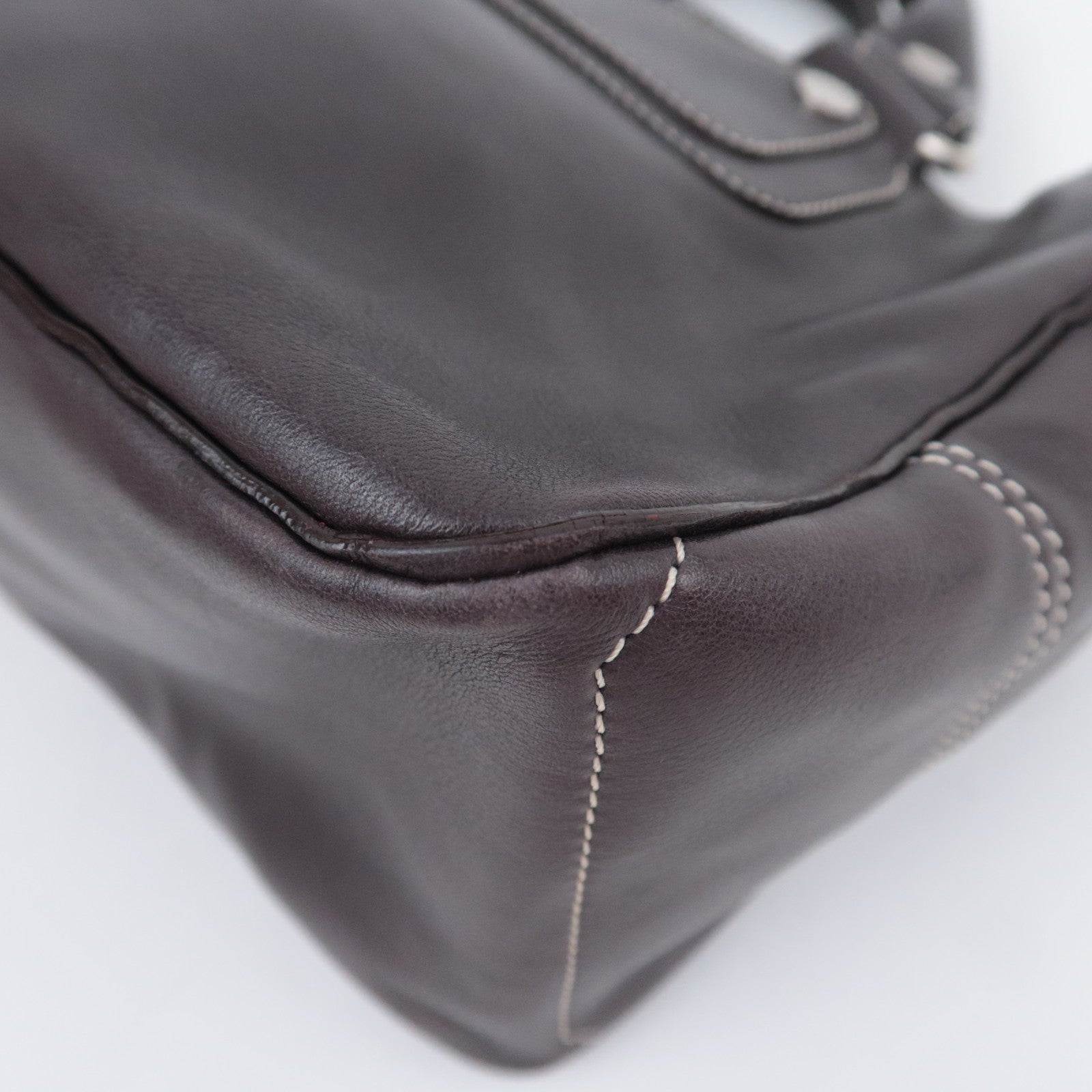 CELINE Boogie Bag Leather Handbag Dark Brown