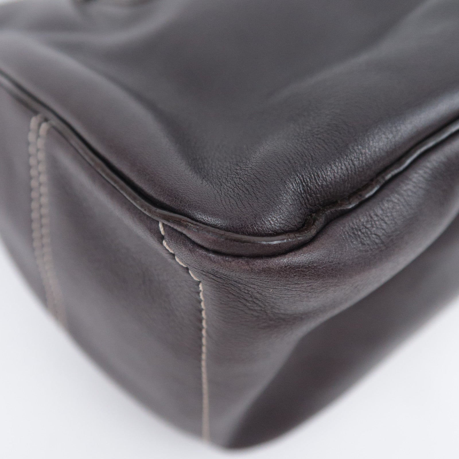 CELINE Boogie Bag Leather Handbag Dark Brown