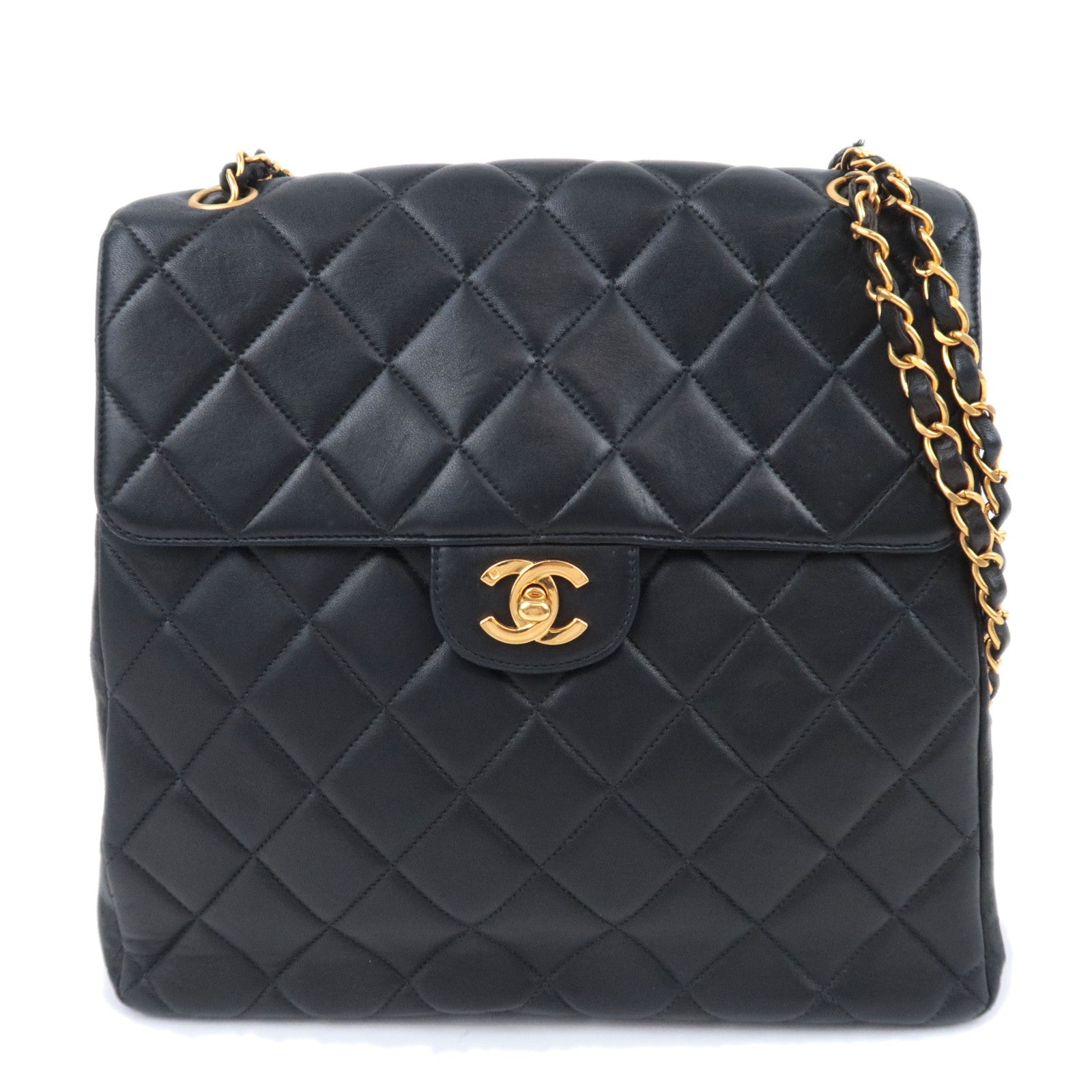 CHANEL Matelasse Double Face Chain Shoulder Bag Lambskin Black Gold HDW90421