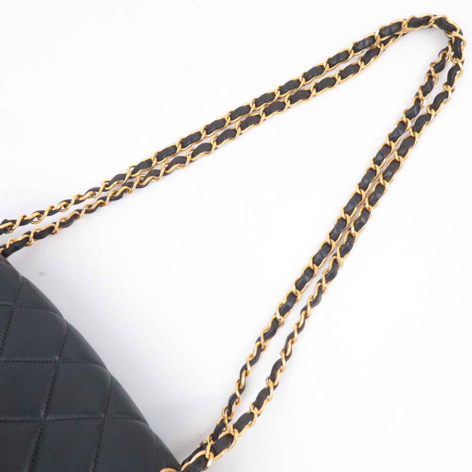 CHANEL Matelasse Double Face Chain Shoulder Bag Lambskin Black Gold HDW