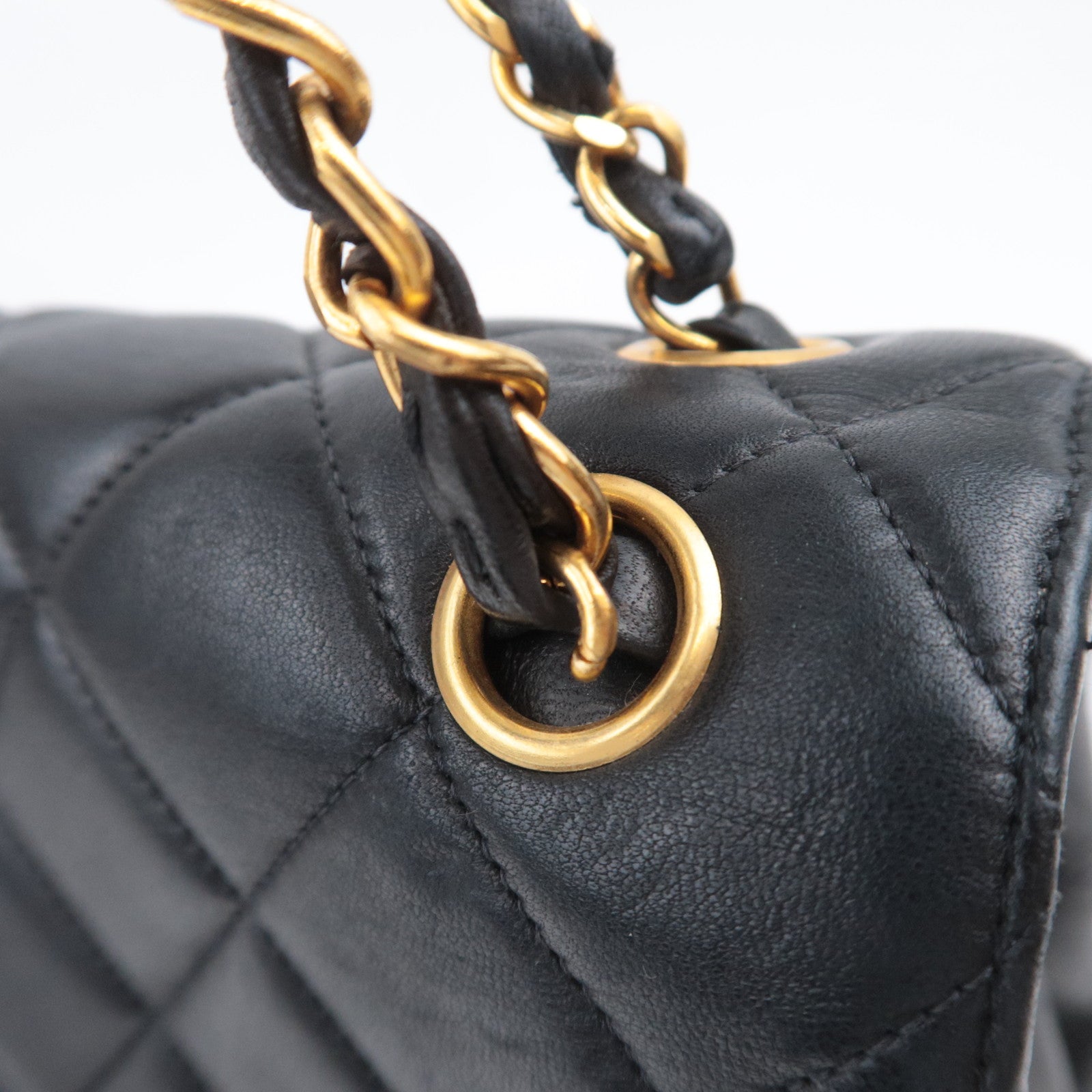 CHANEL Matelasse Double Face Chain Shoulder Bag Lambskin Black Gold HDW