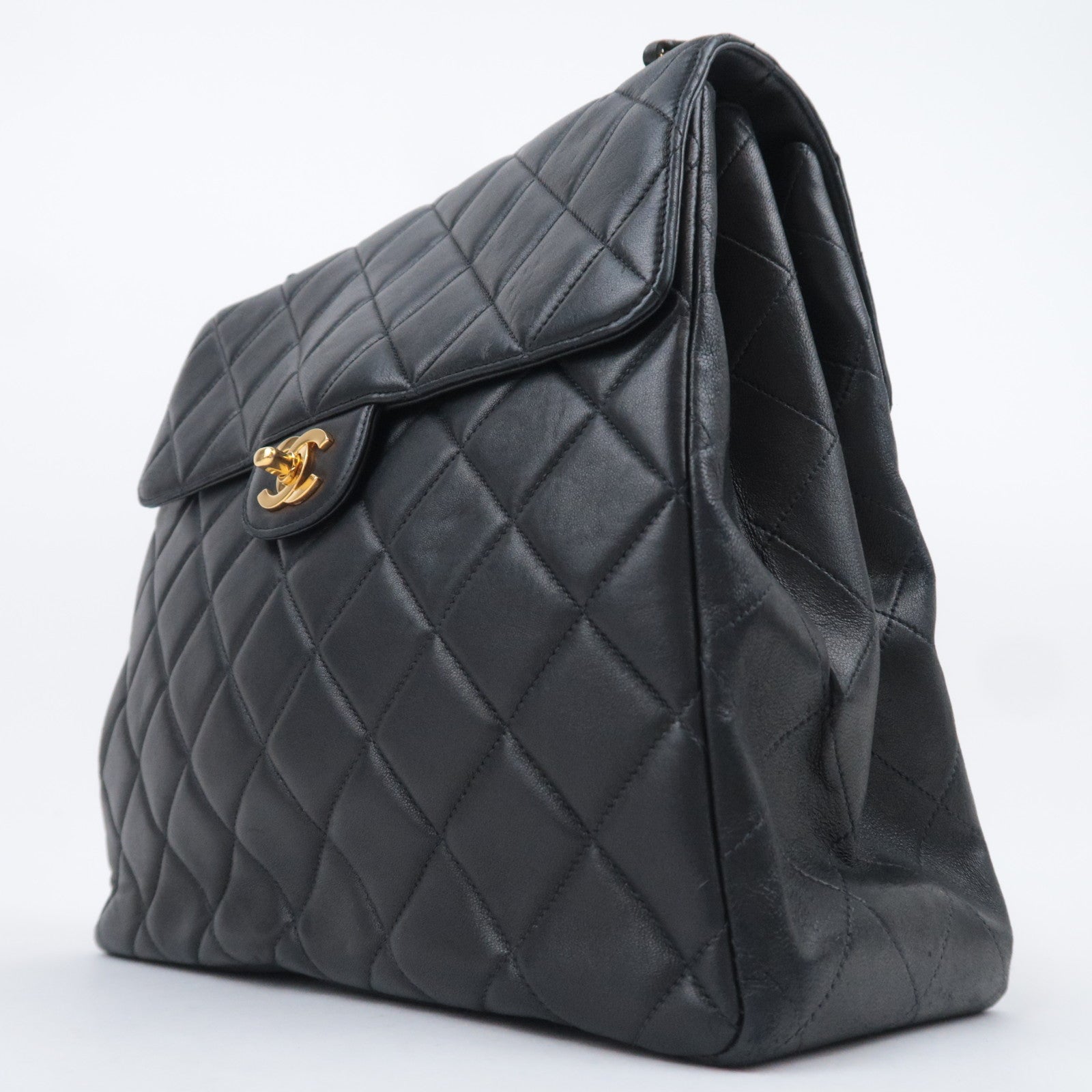 CHANEL Matelasse Double Face Chain Shoulder Bag Lambskin Black Gold HDW