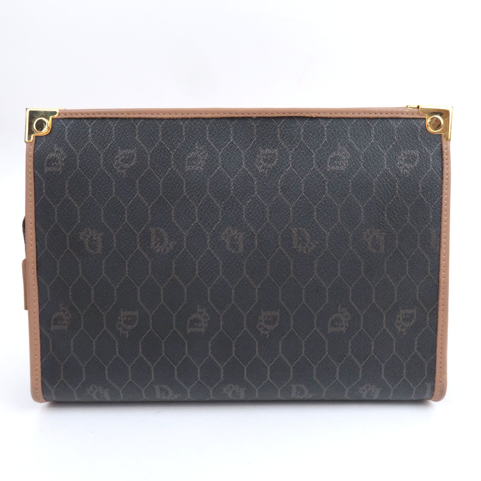 Christian Dior Honeycomb PVC Leather Clutch Bag Black