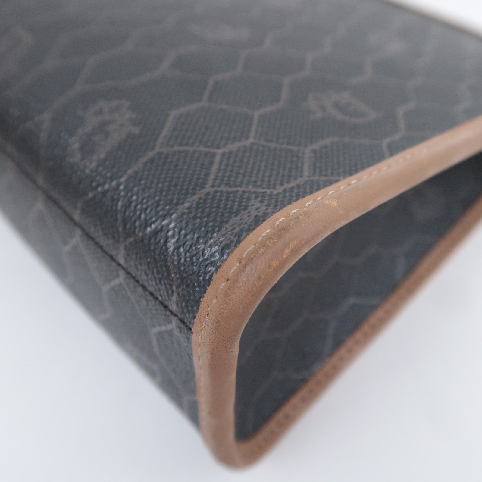 Christian Dior Honeycomb PVC Leather Clutch Bag Black