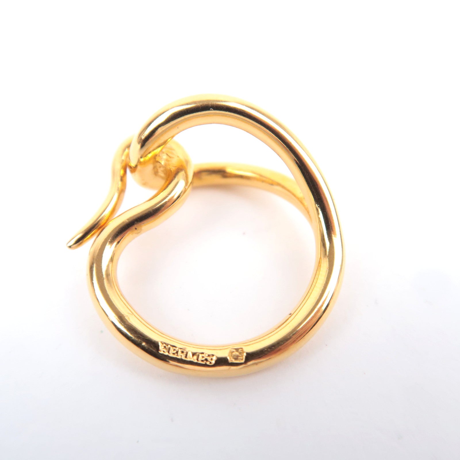 HERMES Jumbo Scarf Ring Gold Color