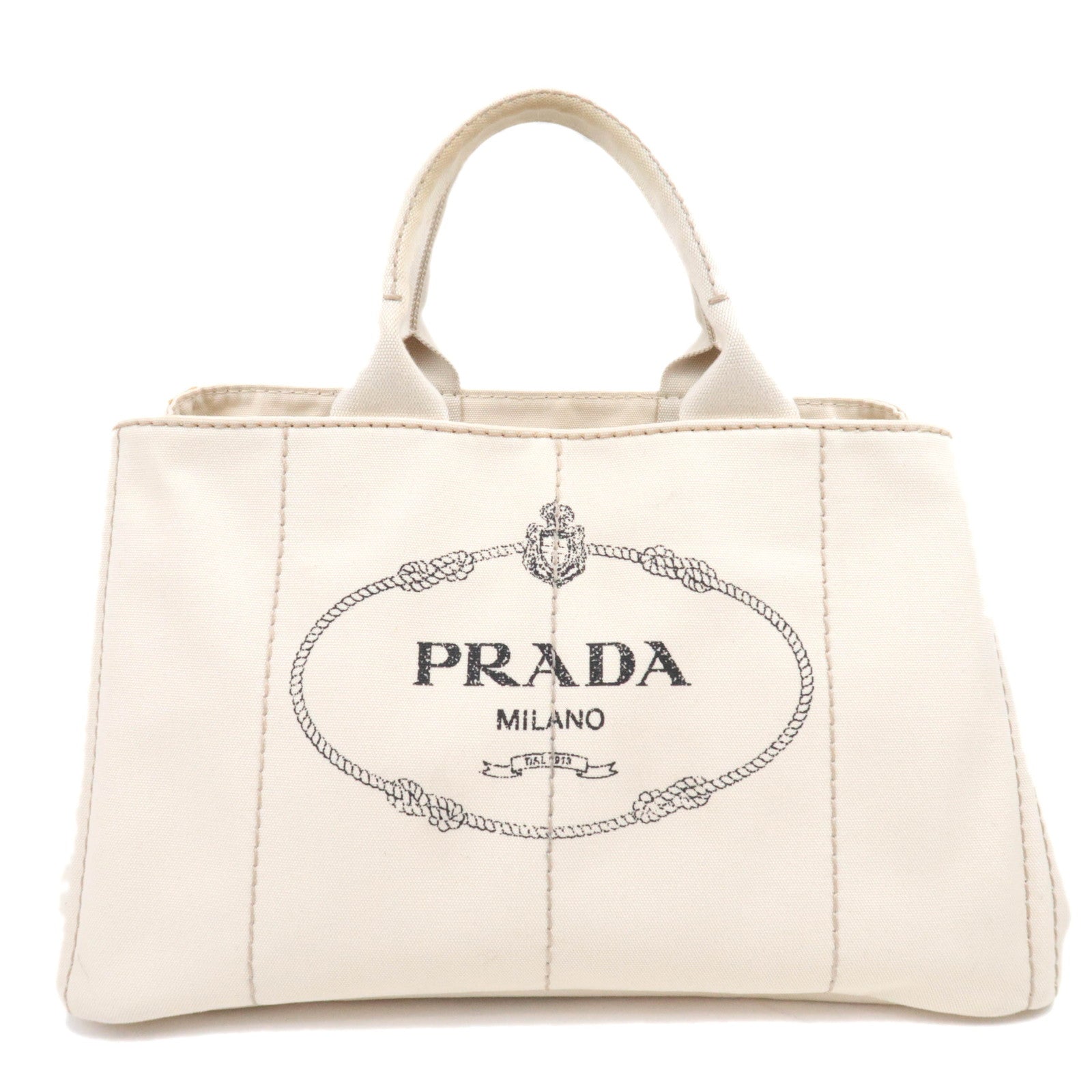 PRADA Canapa L Size Canvas Tote Bag Ivory90491