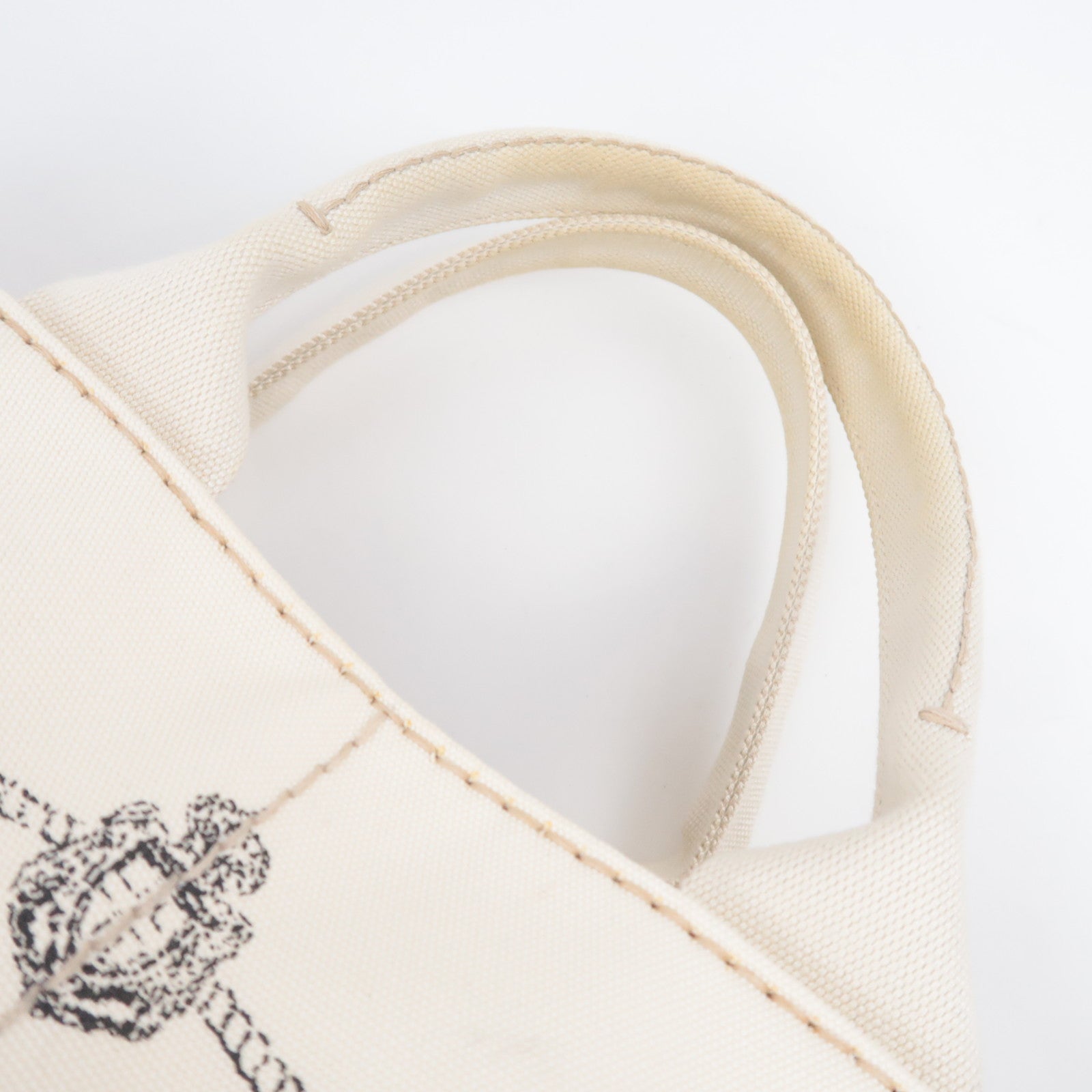 PRADA Canapa L Size Canvas Tote Bag Ivory