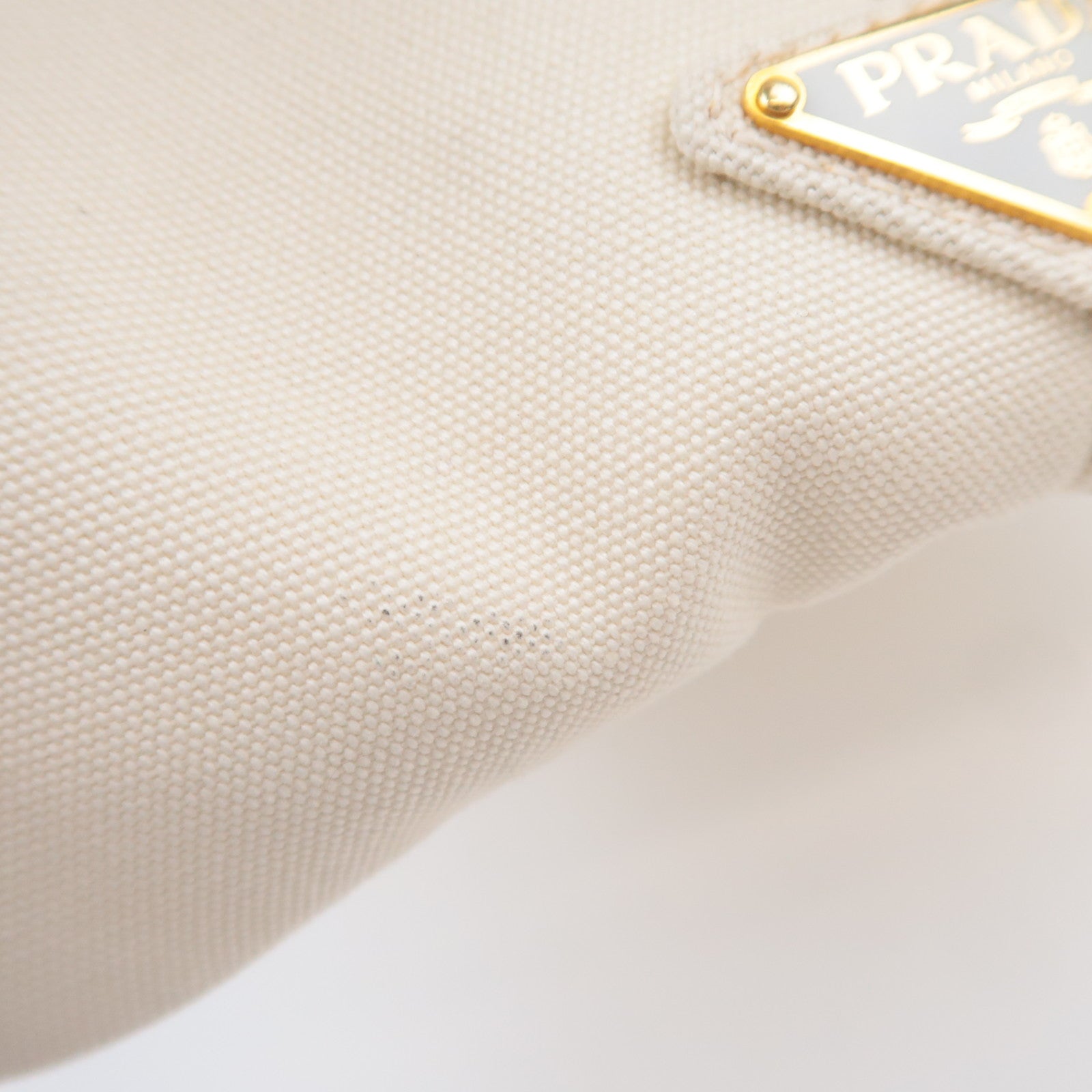 PRADA Canapa L Size Canvas Tote Bag Ivory