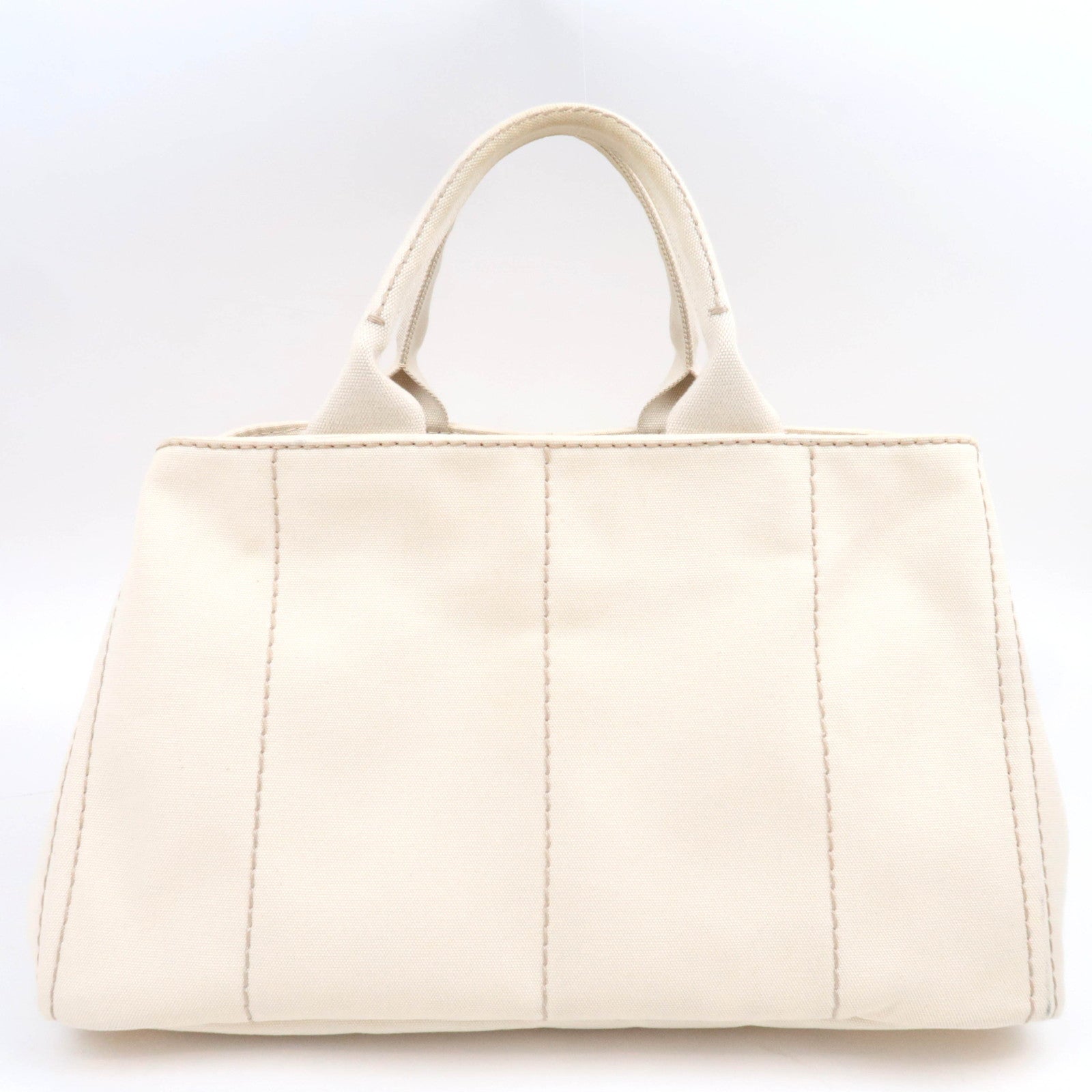 PRADA Canapa L Size Canvas Tote Bag Ivory