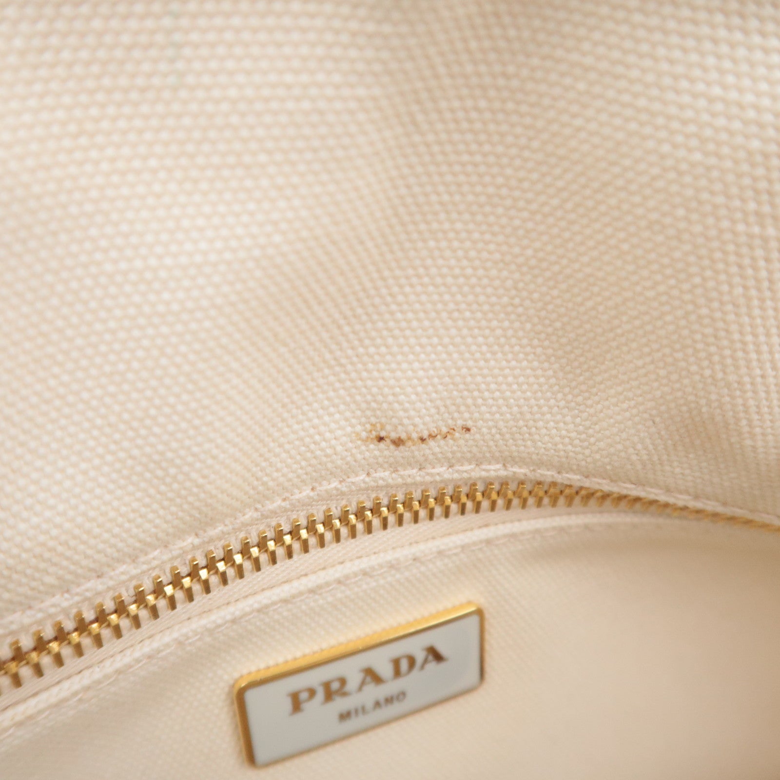 PRADA Canapa L Size Canvas Tote Bag Ivory