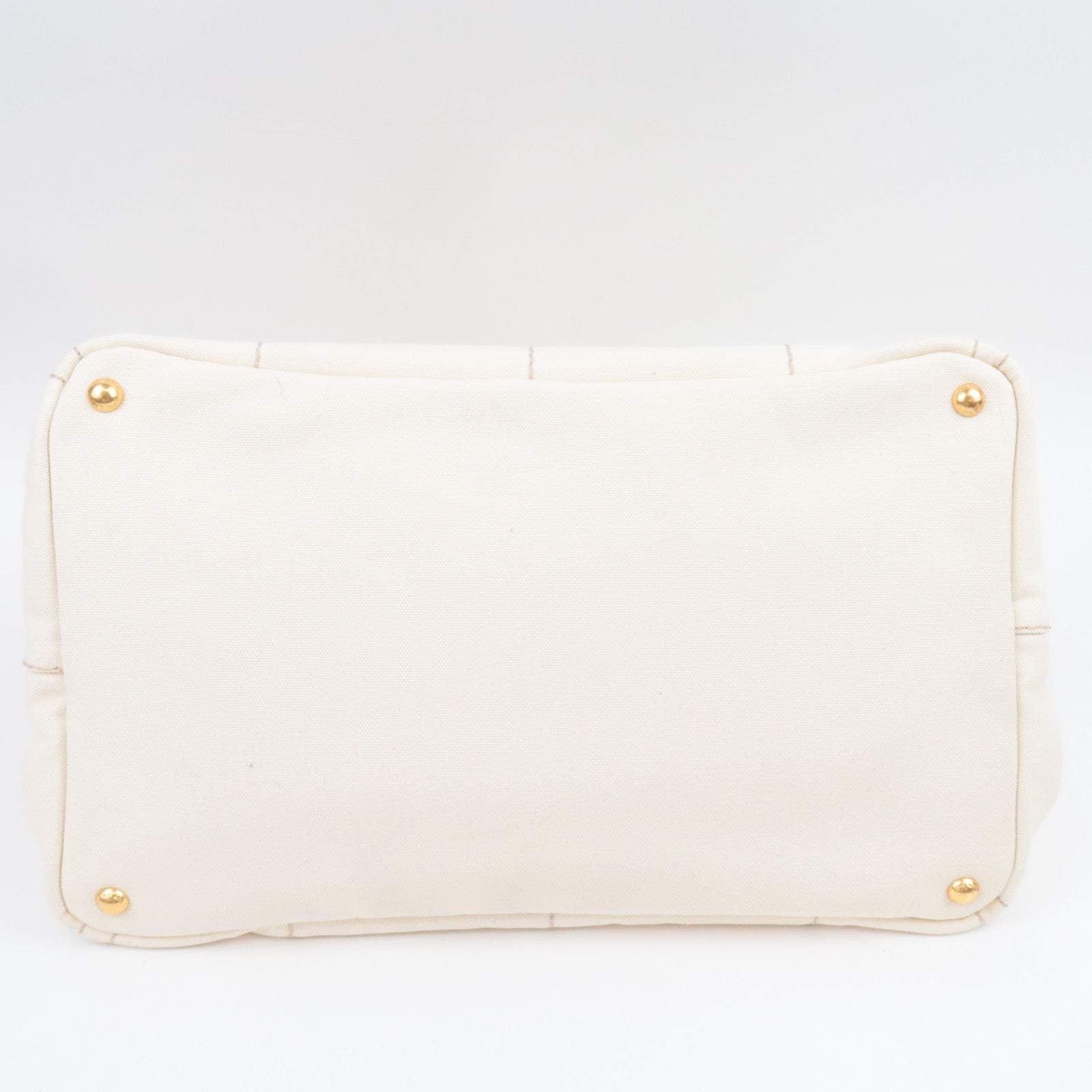 PRADA Canapa L Size Canvas Tote Bag Ivory