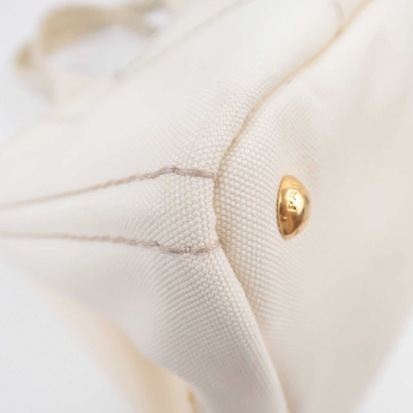 PRADA Canapa L Size Canvas Tote Bag Ivory