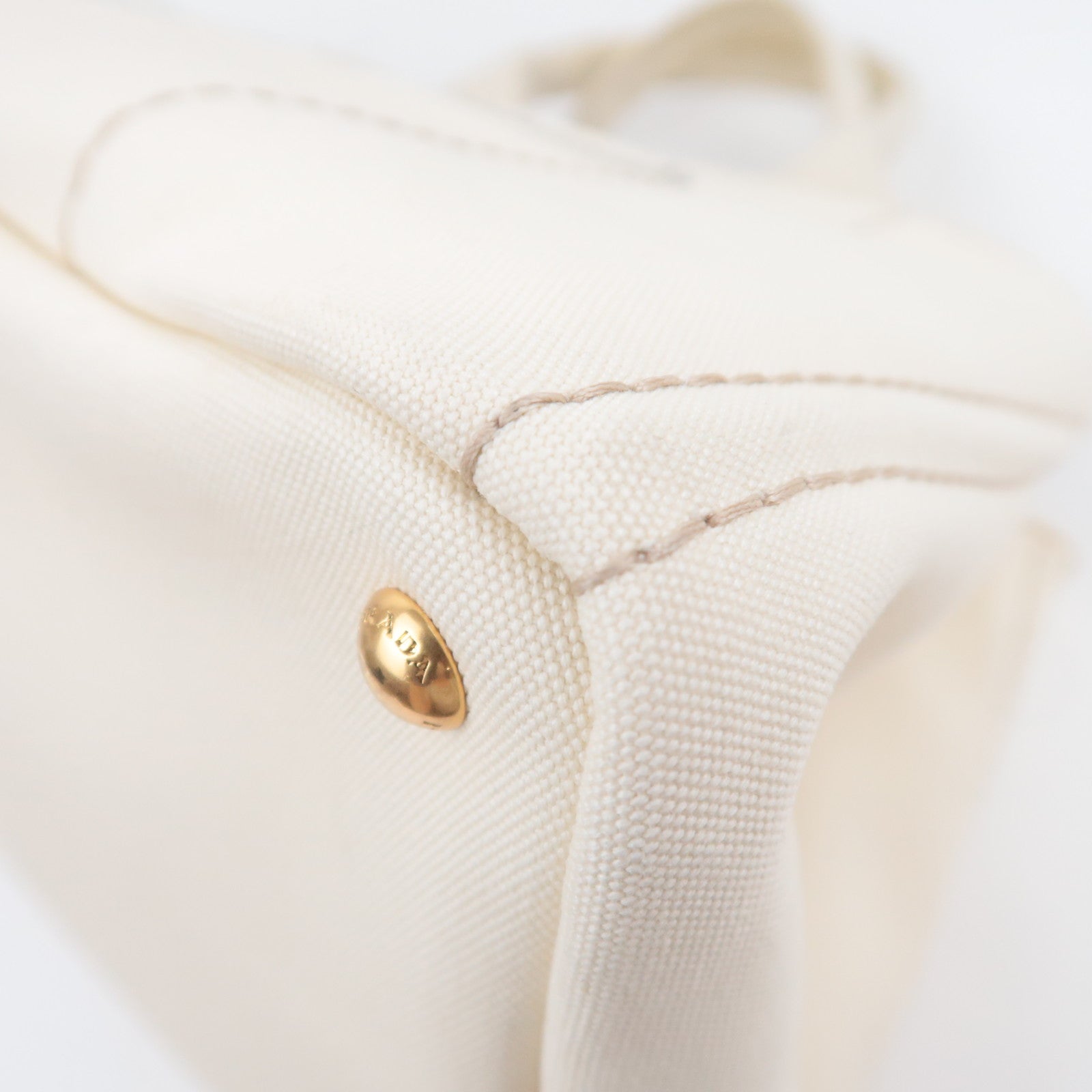 PRADA Canapa L Size Canvas Tote Bag Ivory