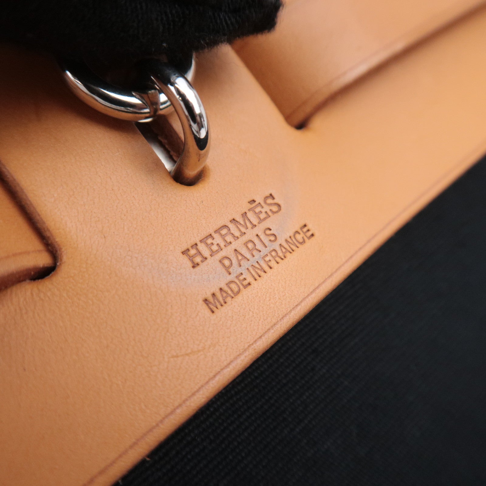 HERMES Her Bag PM 2Way Canvas Shoulder Bag □G Stamp (2003) Black