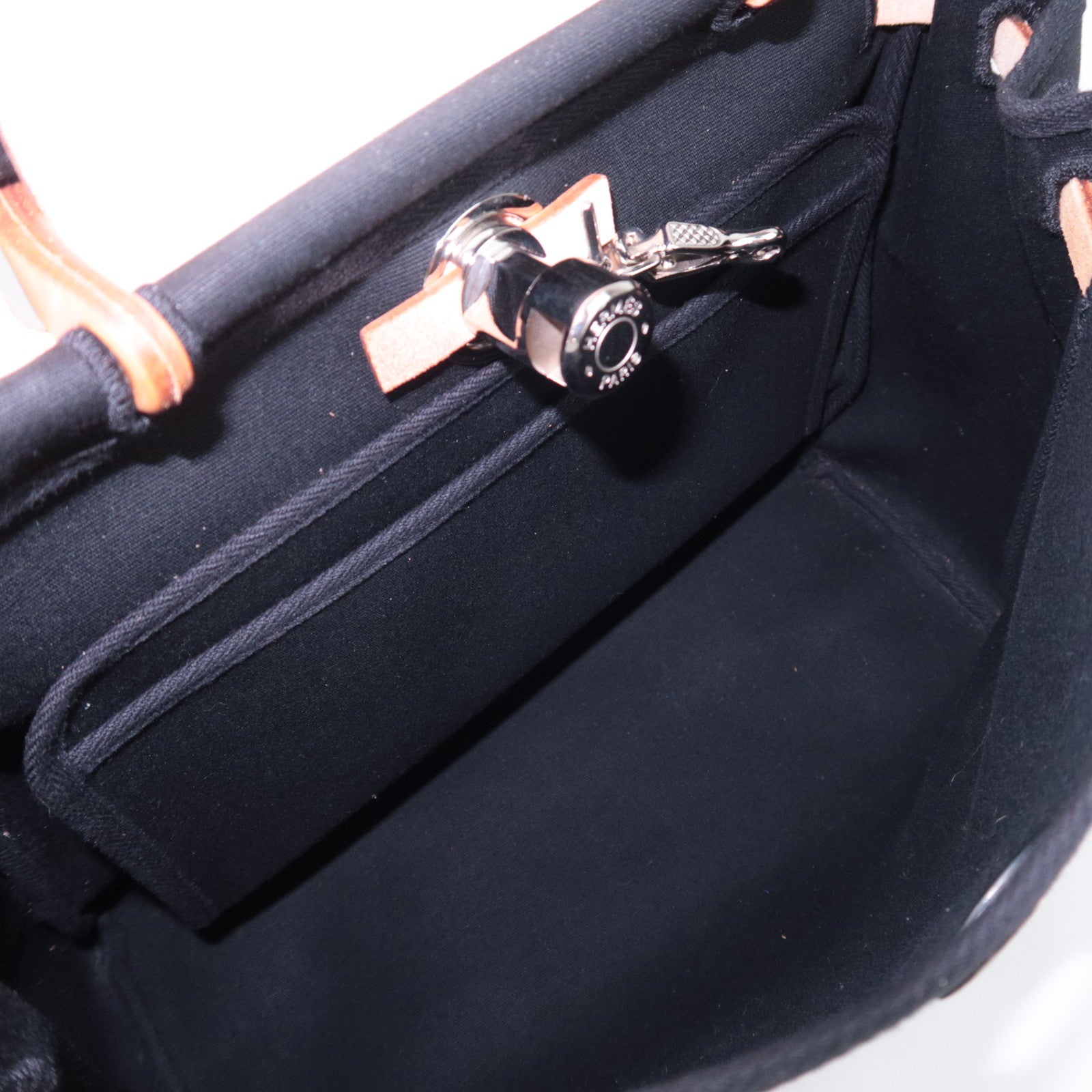 HERMES Her Bag PM 2Way Canvas Shoulder Bag □G Stamp (2003) Black
