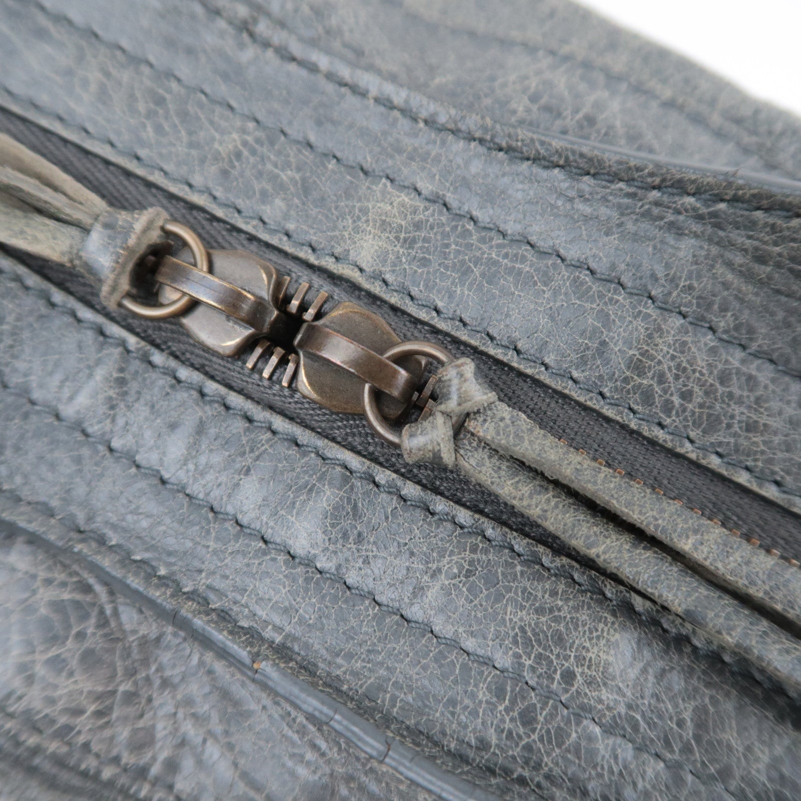 BALENCIAGA The City 2Way Leather Shoulder Bag Gray 115748