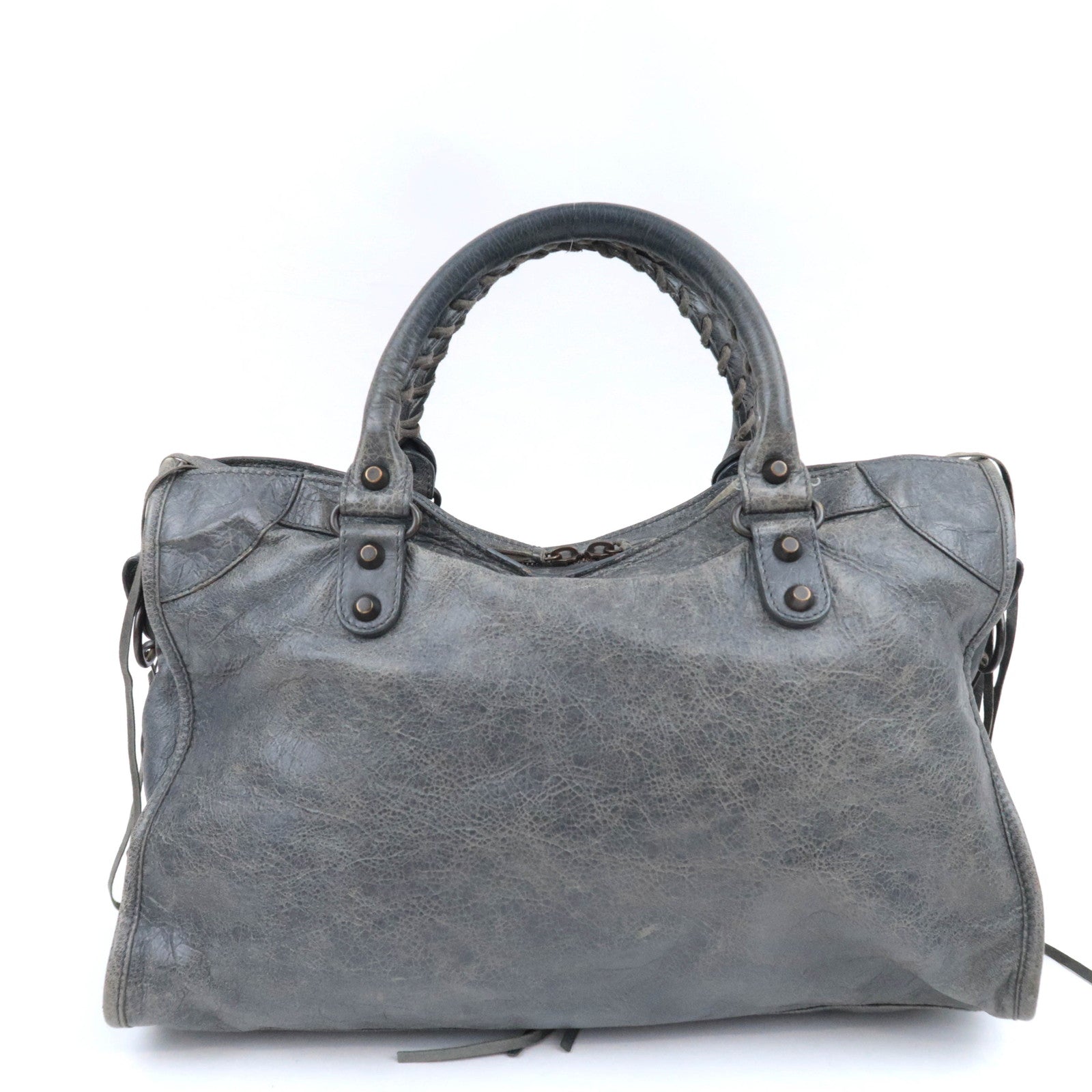 BALENCIAGA The City 2Way Leather Shoulder Bag Gray 115748