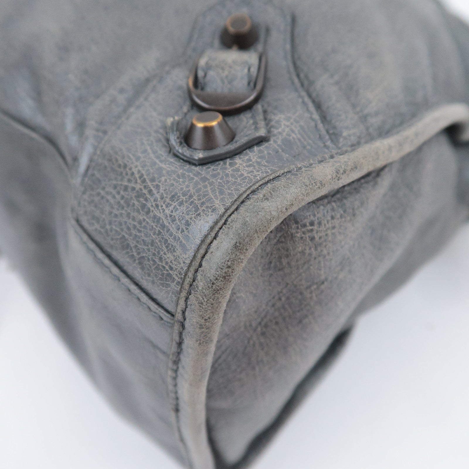 BALENCIAGA The City 2Way Leather Shoulder Bag Gray 115748