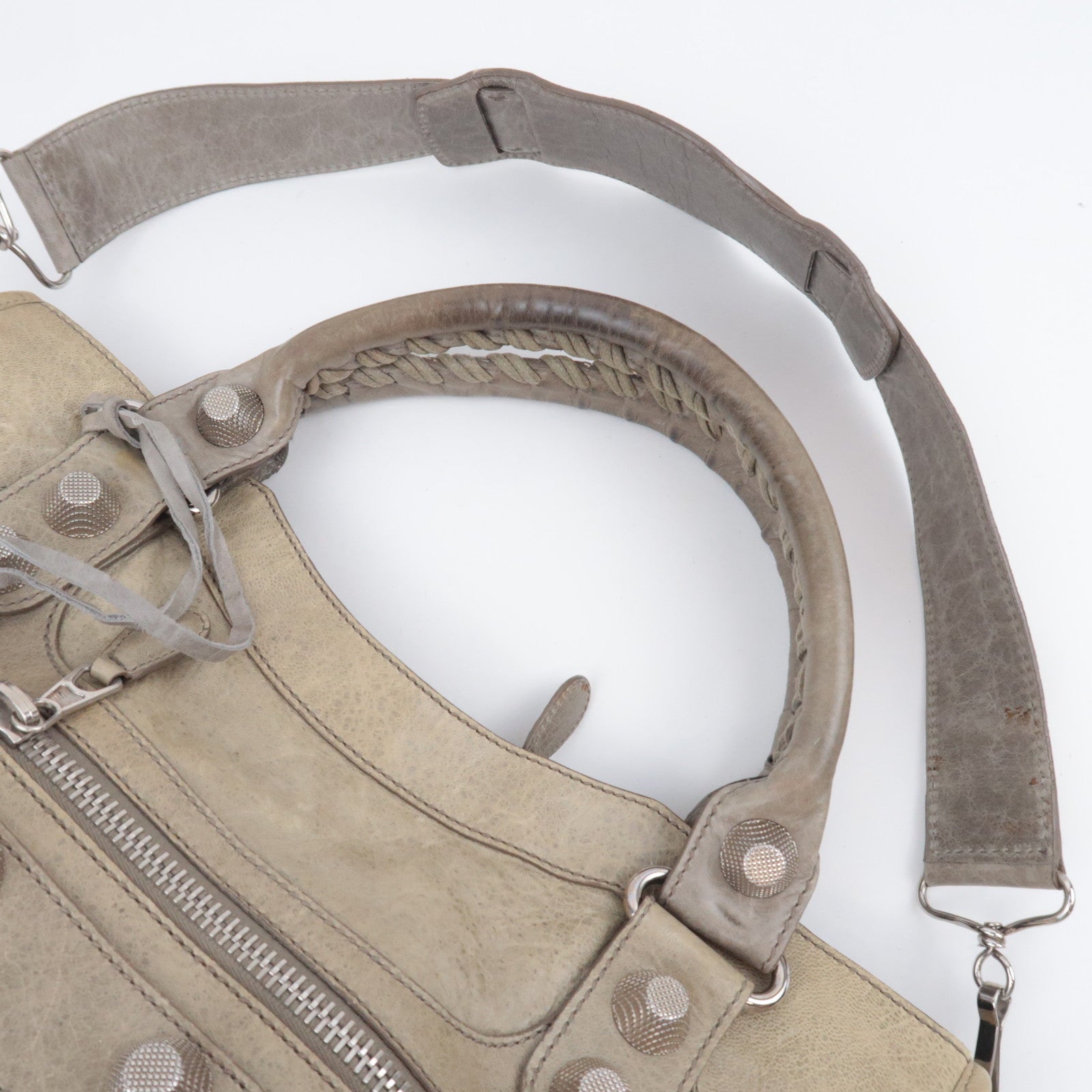 BALENCIAGA The Giant City 2Way Leather Shoulder Bag Khaki 173084