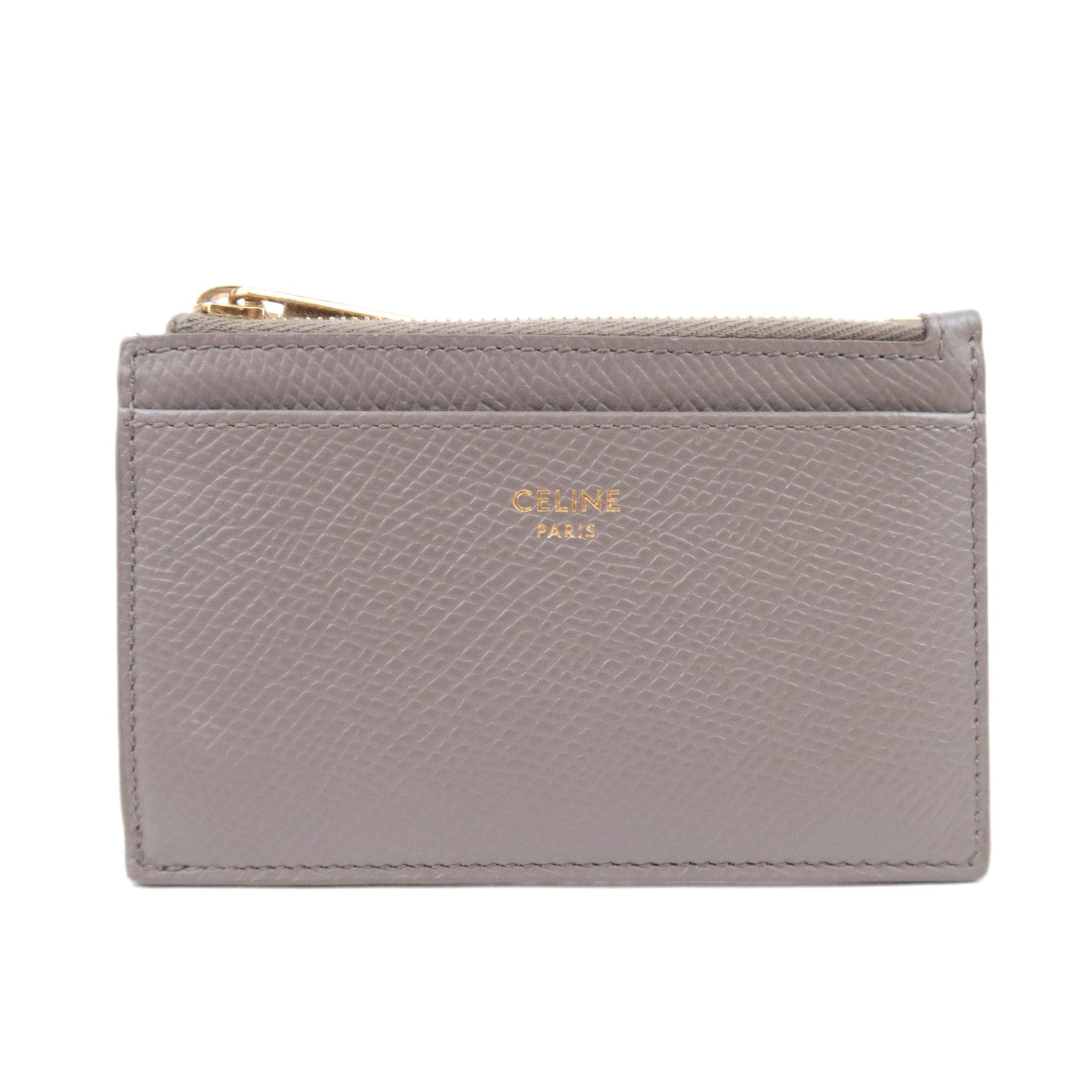 CELINE Leather Card Case Gray90522