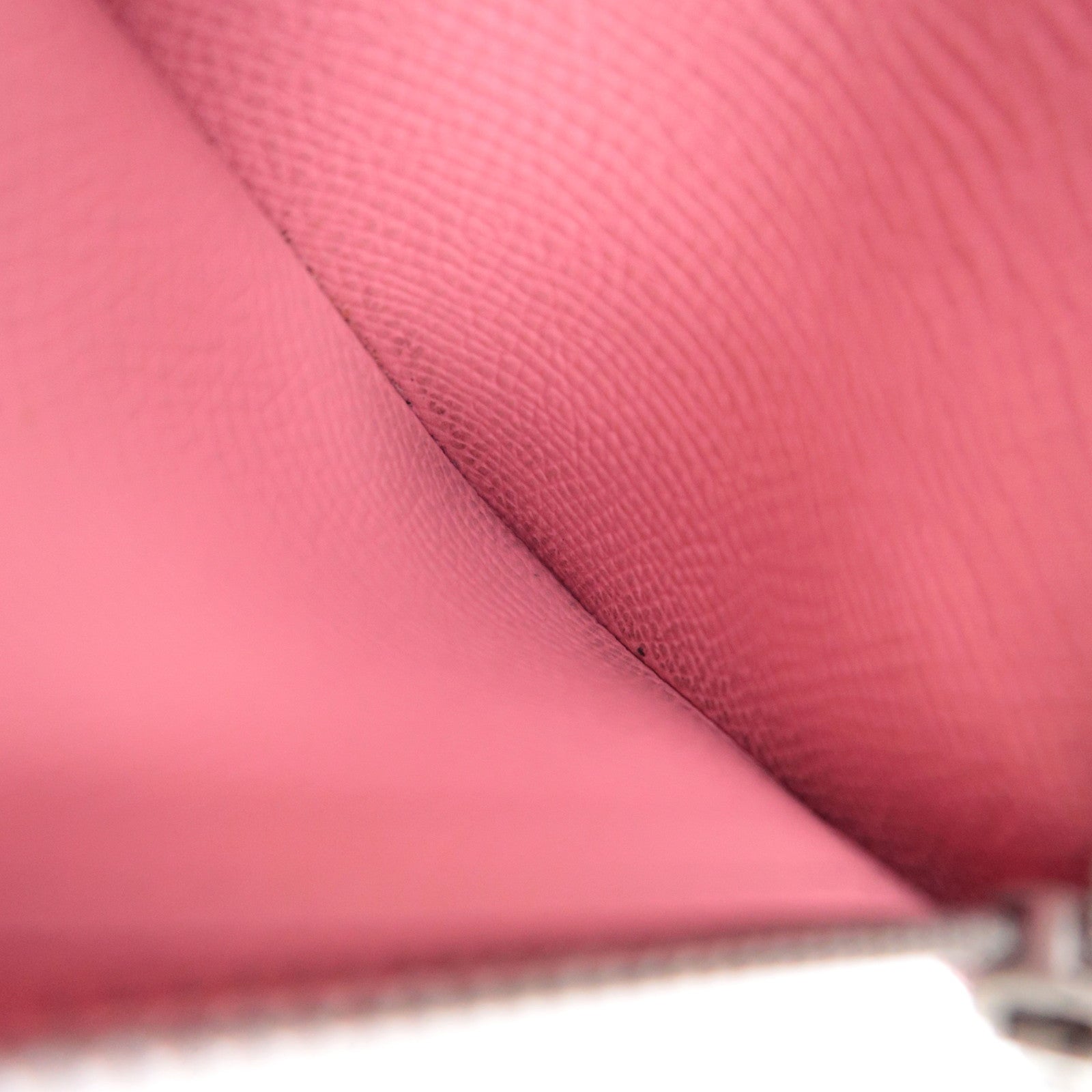 HERMES Bearn Soufflet Long Wallet □R Stamp (2014) Veau Epsom Pink Silver HDW