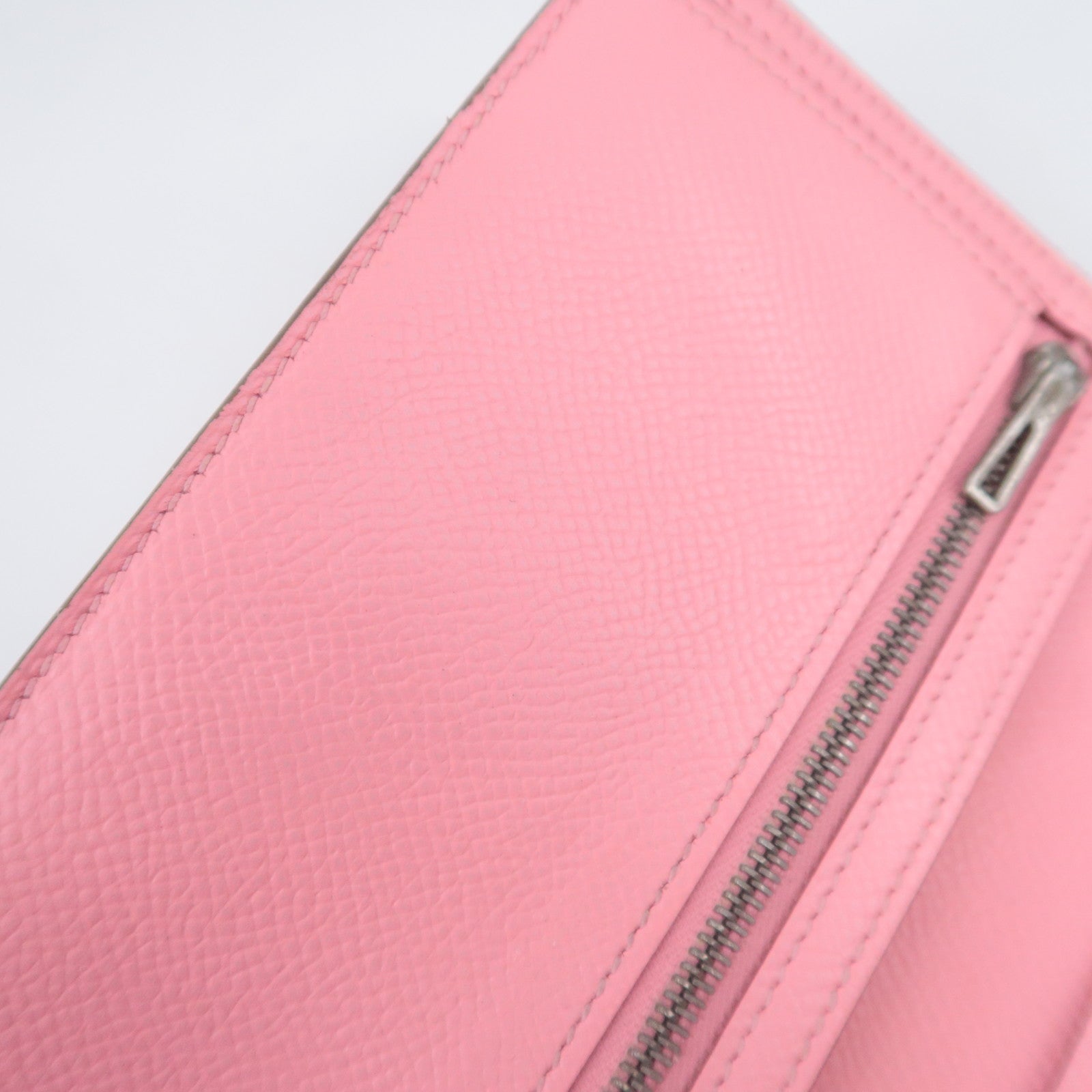 HERMES Bearn Soufflet Long Wallet □R Stamp (2014) Veau Epsom Pink Silver HDW