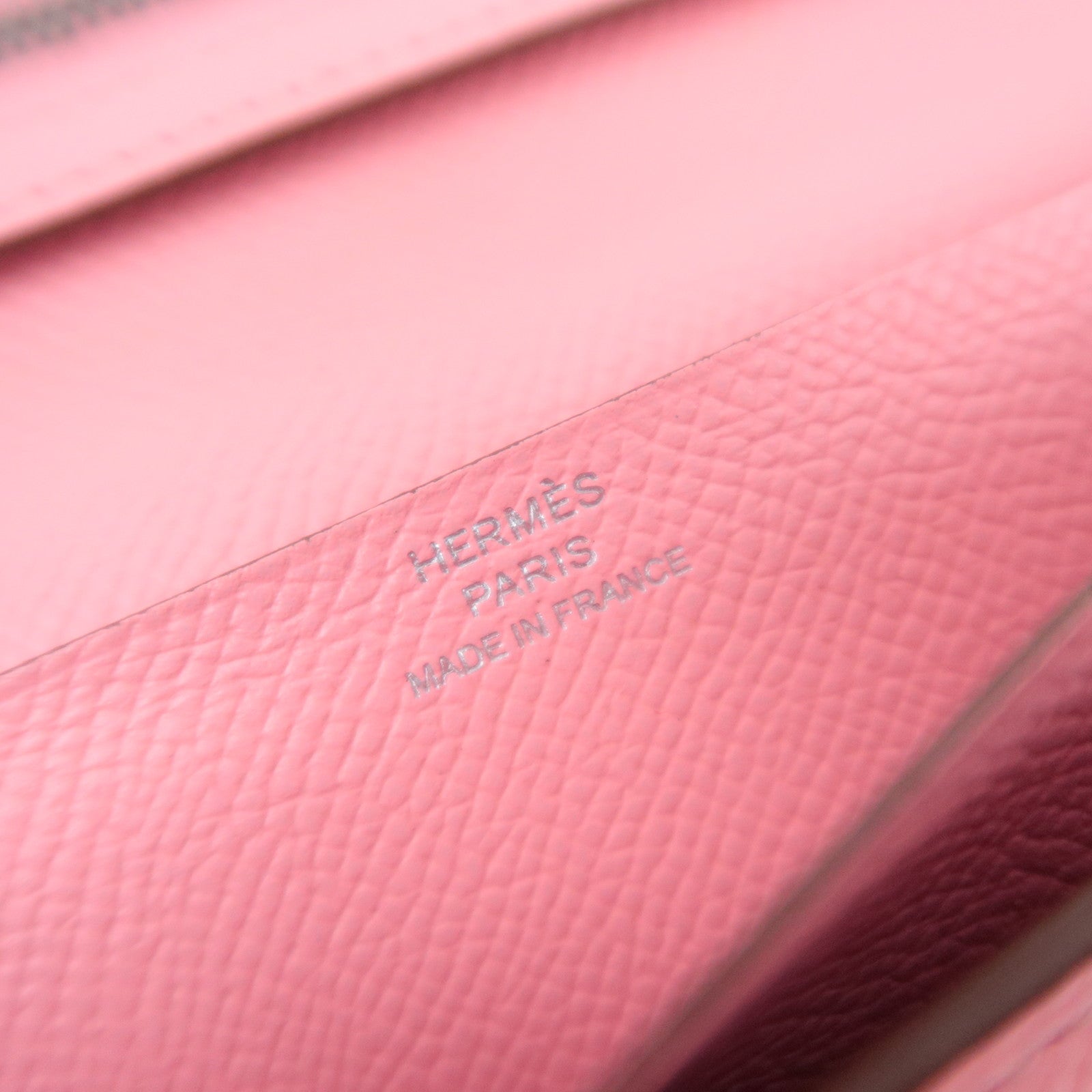 HERMES Bearn Soufflet Long Wallet □R Stamp (2014) Veau Epsom Pink Silver HDW