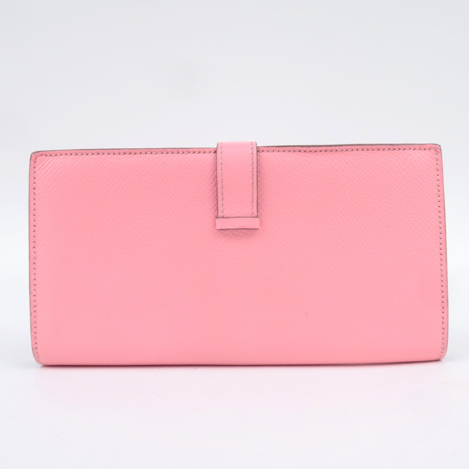 HERMES Bearn Soufflet Long Wallet □R Stamp (2014) Veau Epsom Pink Silver HDW