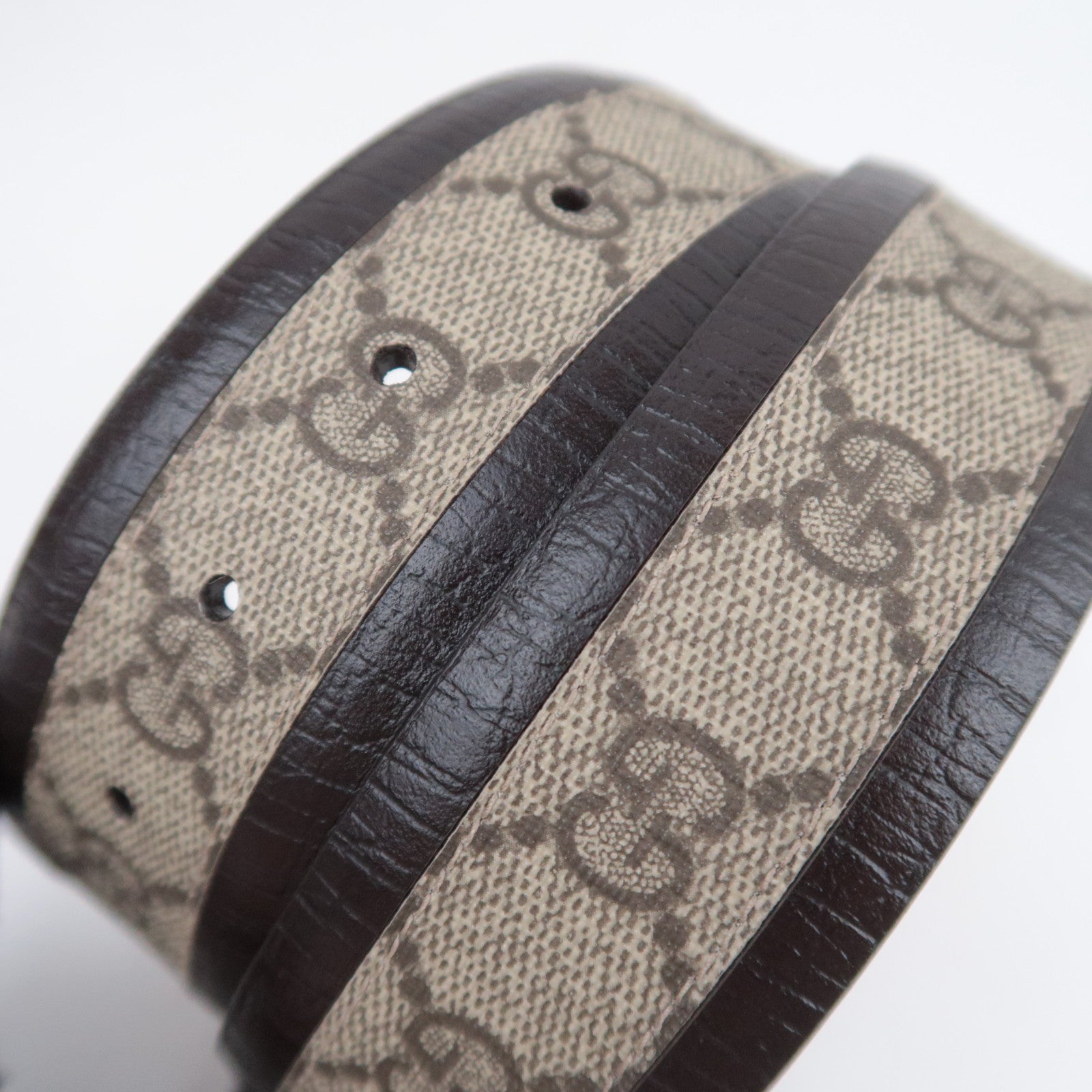 GUCCI Interlocking G GG Supreme Belt 85/34 Beige Brown 142931