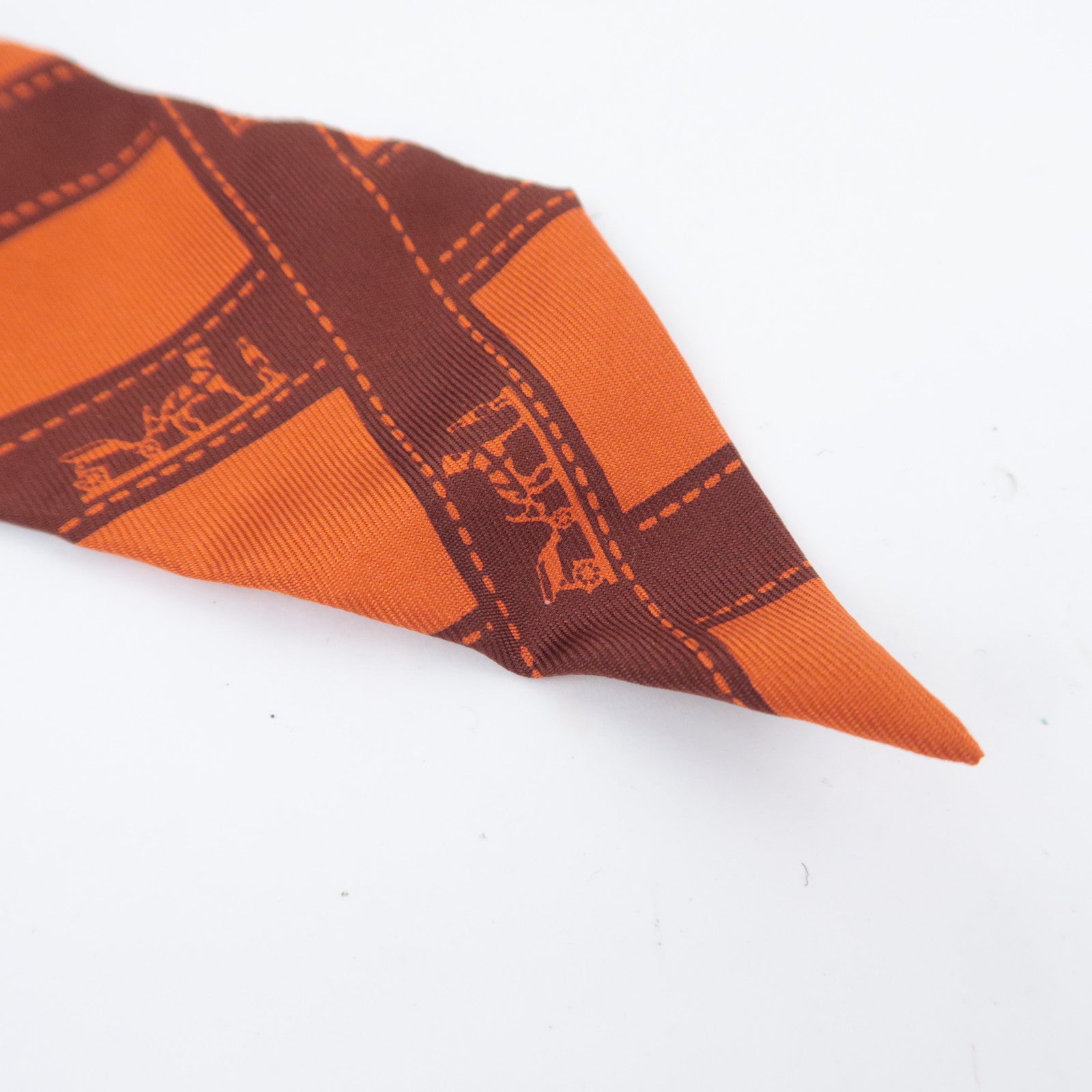 HERMES Twilly Scarf Bolduc 100% Silk Orange