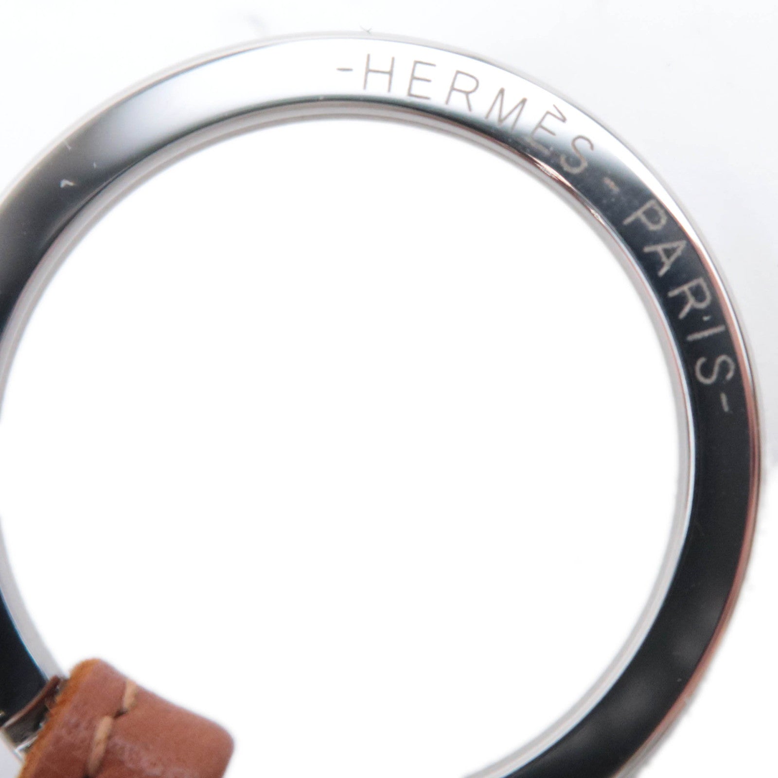 HERMES Carmen Unodos Keyring Bag Charm Agneau Milo Chai Craie