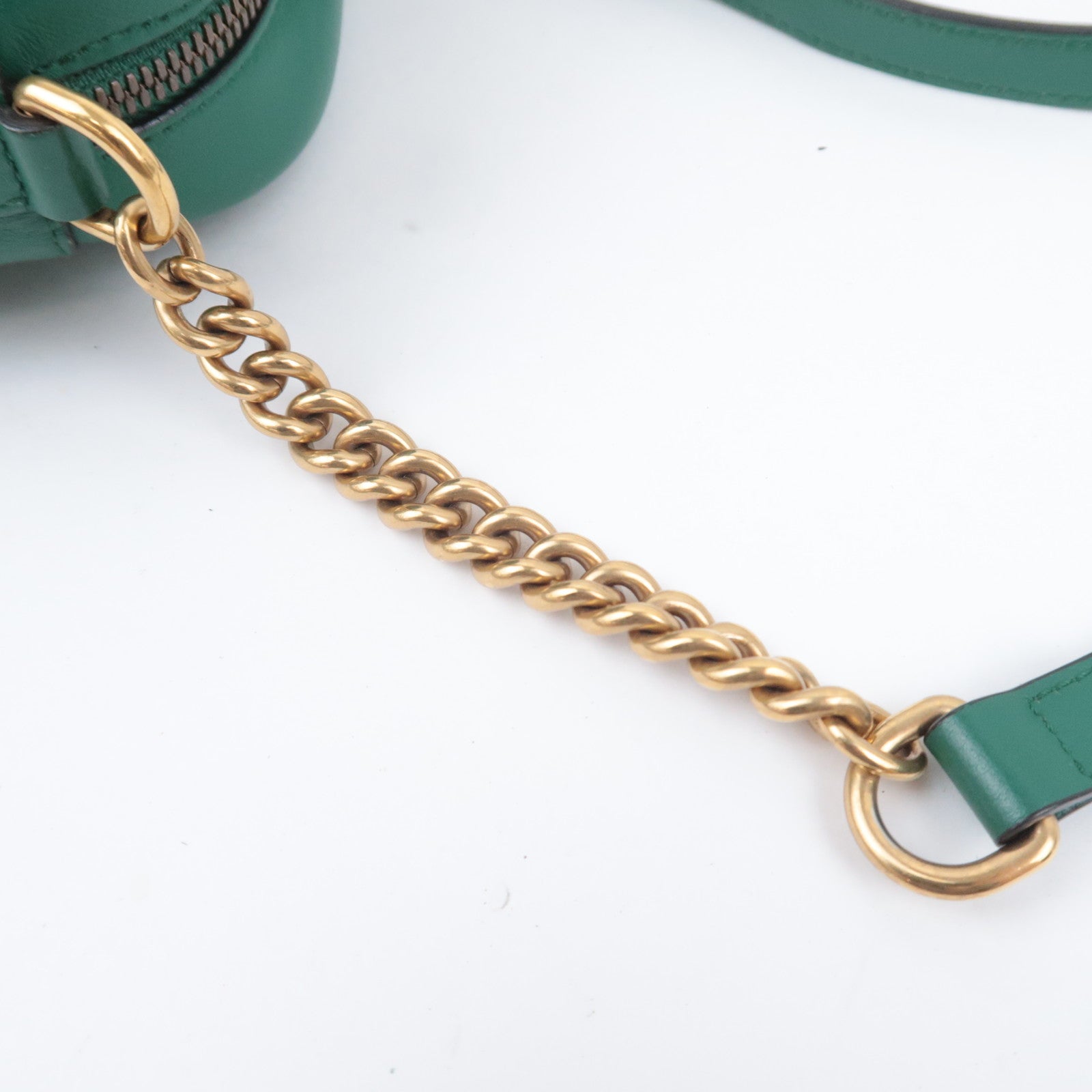 GUCCI GG Marmont Chain Leather Shoulder Bag Green 447632