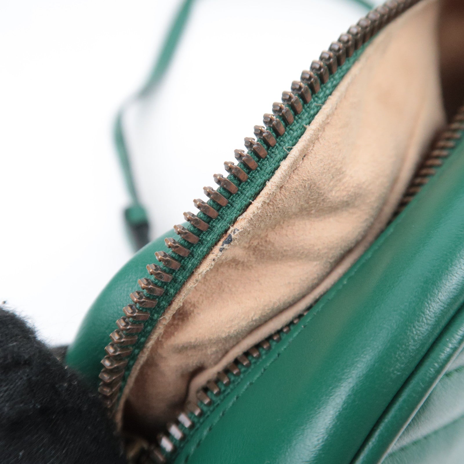 GUCCI GG Marmont Chain Leather Shoulder Bag Green 447632