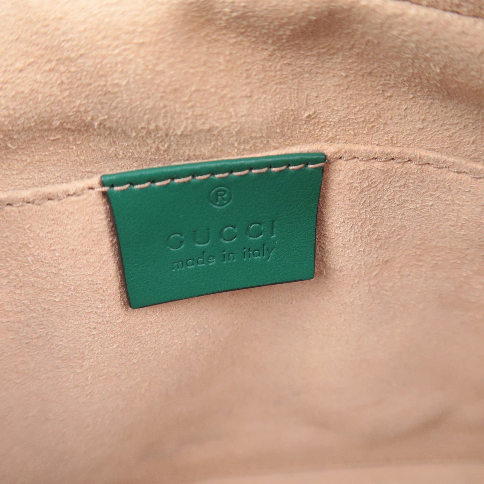 GUCCI GG Marmont Chain Leather Shoulder Bag Green 447632