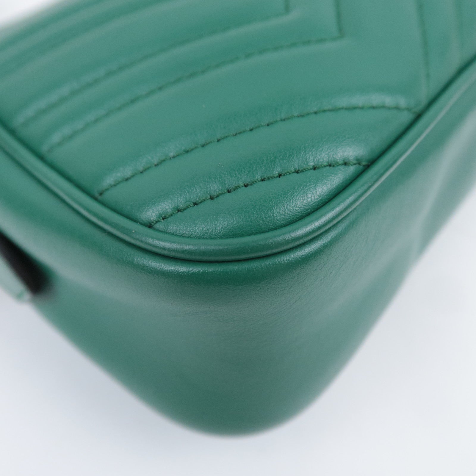 GUCCI GG Marmont Chain Leather Shoulder Bag Green 447632